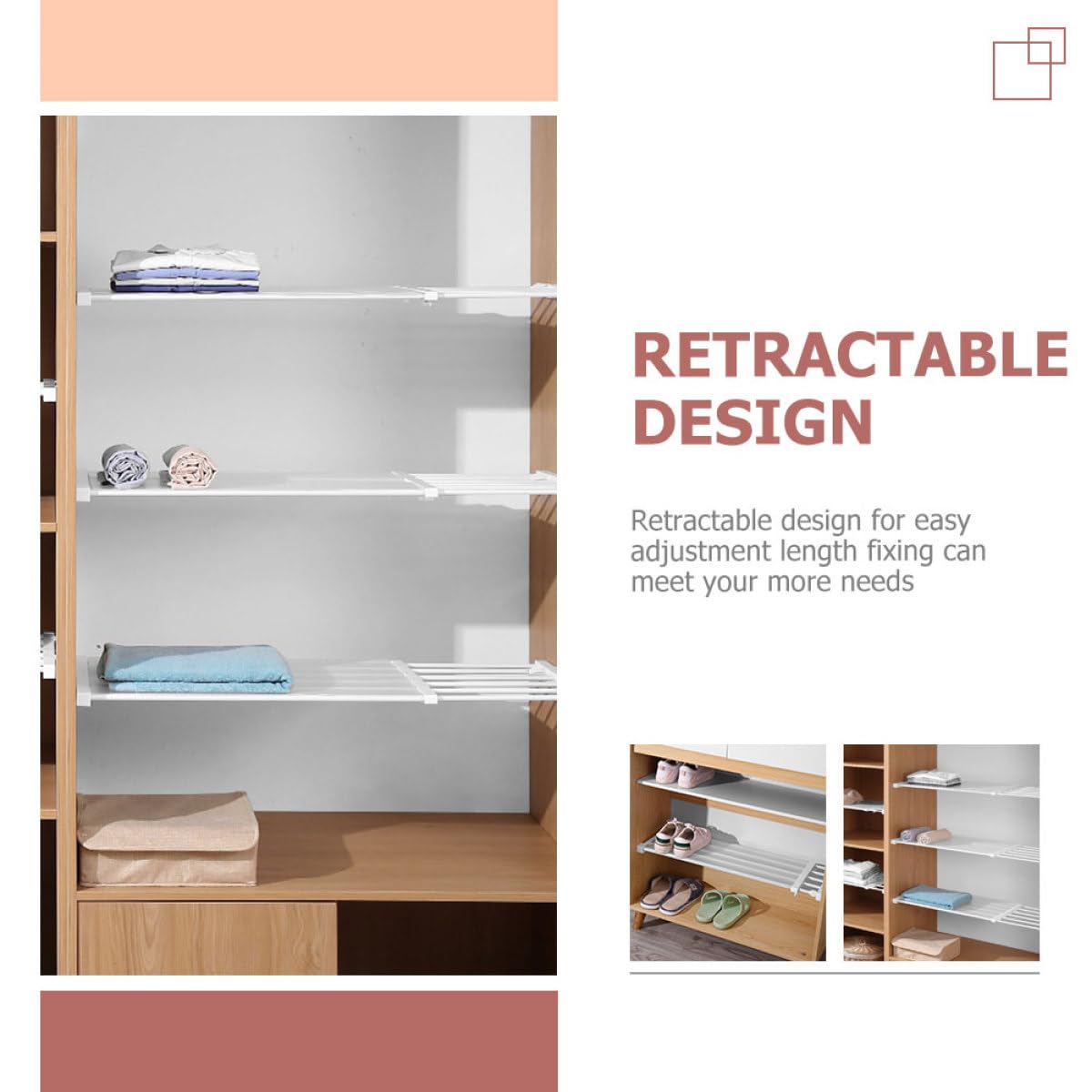 Separador de Almacenamiento Extensible Blanco de Plástico para Armario