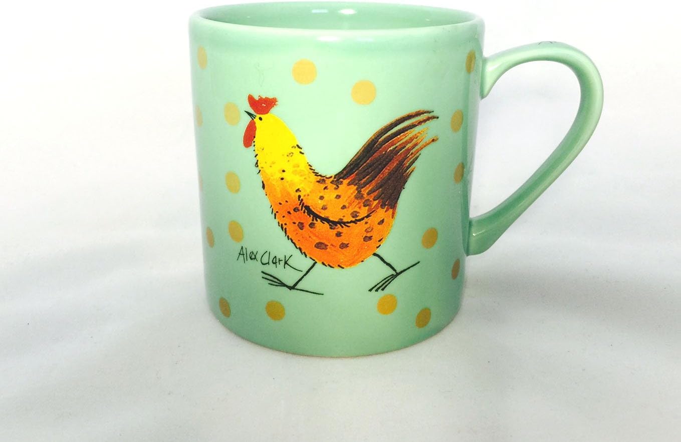 Alex Clark Design Mug, Rooster, Green, Microwave