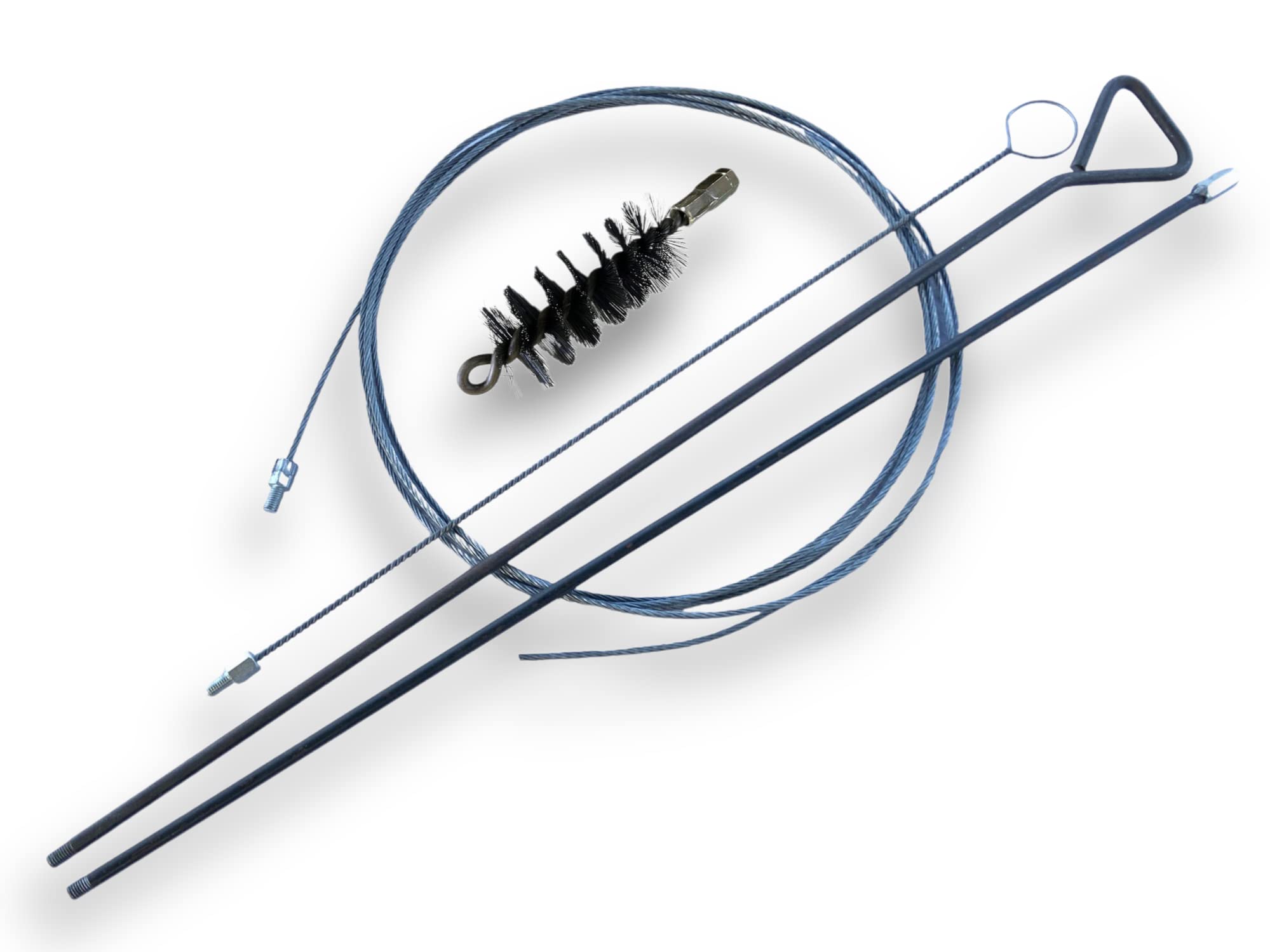 Zestaw szczotek do rur PRO Steel Ø 45 mm | 1 drążek sztywny 100 cm + przedłużacz 100 cm + 1 elastyczny pręt 80 cm + 1 fretka kablowa 7 metrów | Złączka M12*175 | Szczotka do czyszczenia rur | Kibros 41SCA45TF