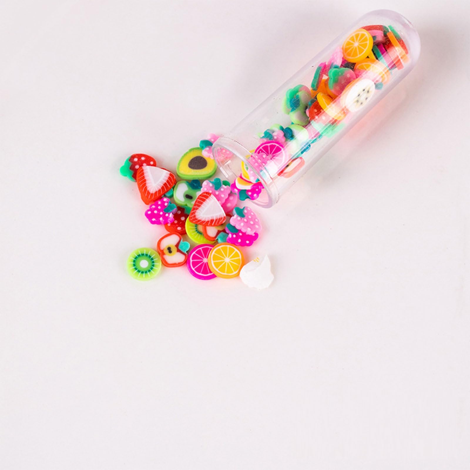 Rnigra 12 Bottles of Colored Clay Slices, Slime Charms, Slime Add Ins for Nail Art DIY Crafts, for Creative Projects Fruit - Image 3