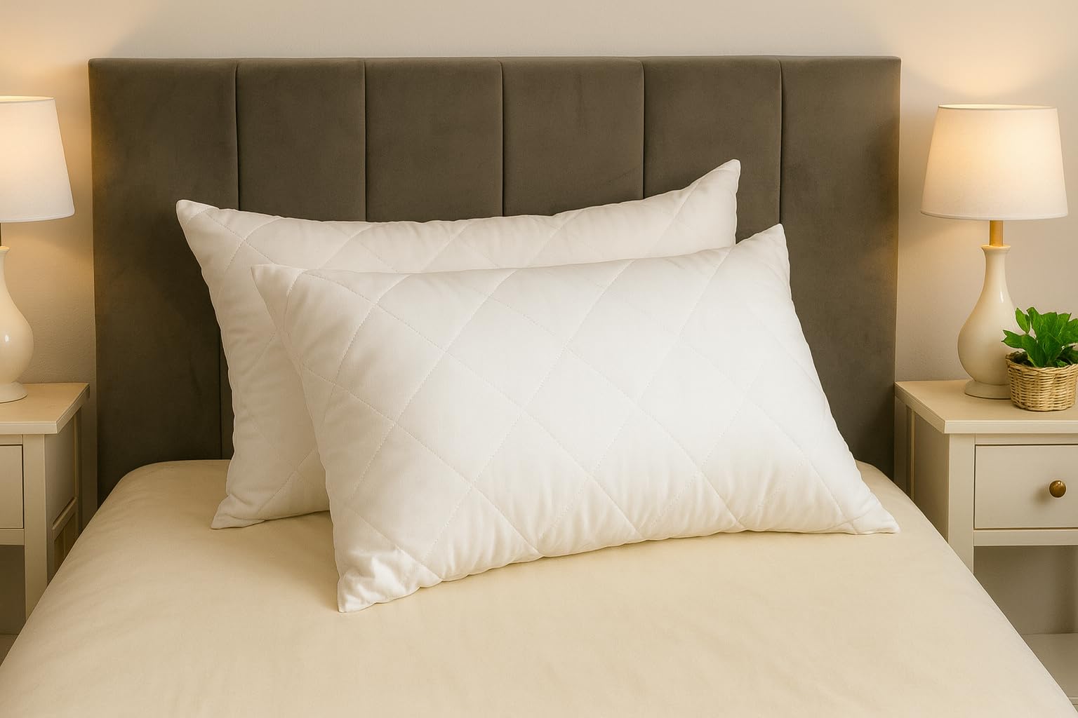 Arlinens White Pillows 2 Pack Hotel Quality Extra Soft Filling Hollow Fiber Filled Quilted Pillows-Bounce Back Bed Pillows- For Side, Stomach And Back Sleeper Anti Allergy Pillow Standard Size 74Cm X 48Cm