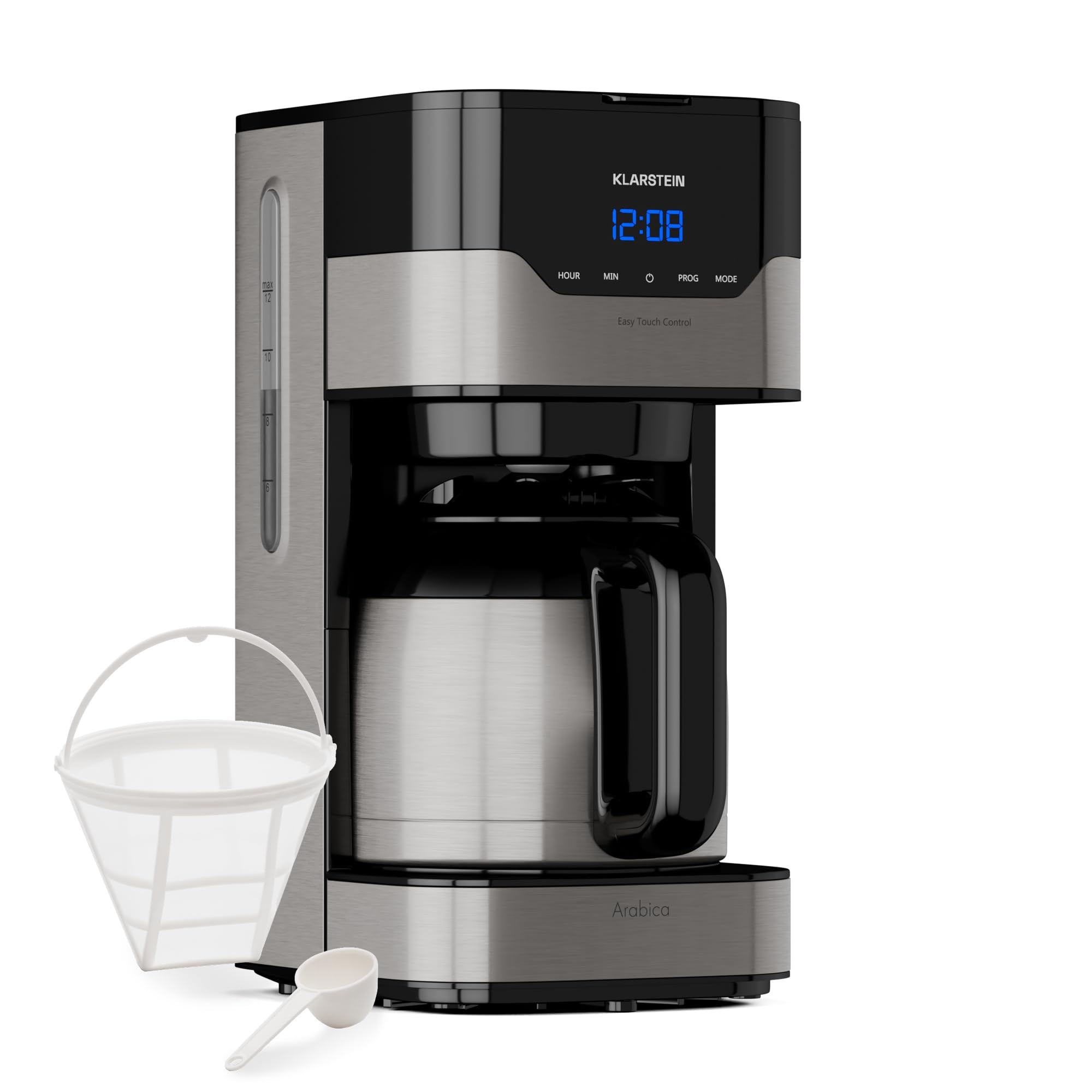 Klarstein 1.2L Petite Cafetière Electrique 800W - Acier Inoxydable Espresso & Café Filtre Machine - Barista Qualité pour Café Chaud et Glacé