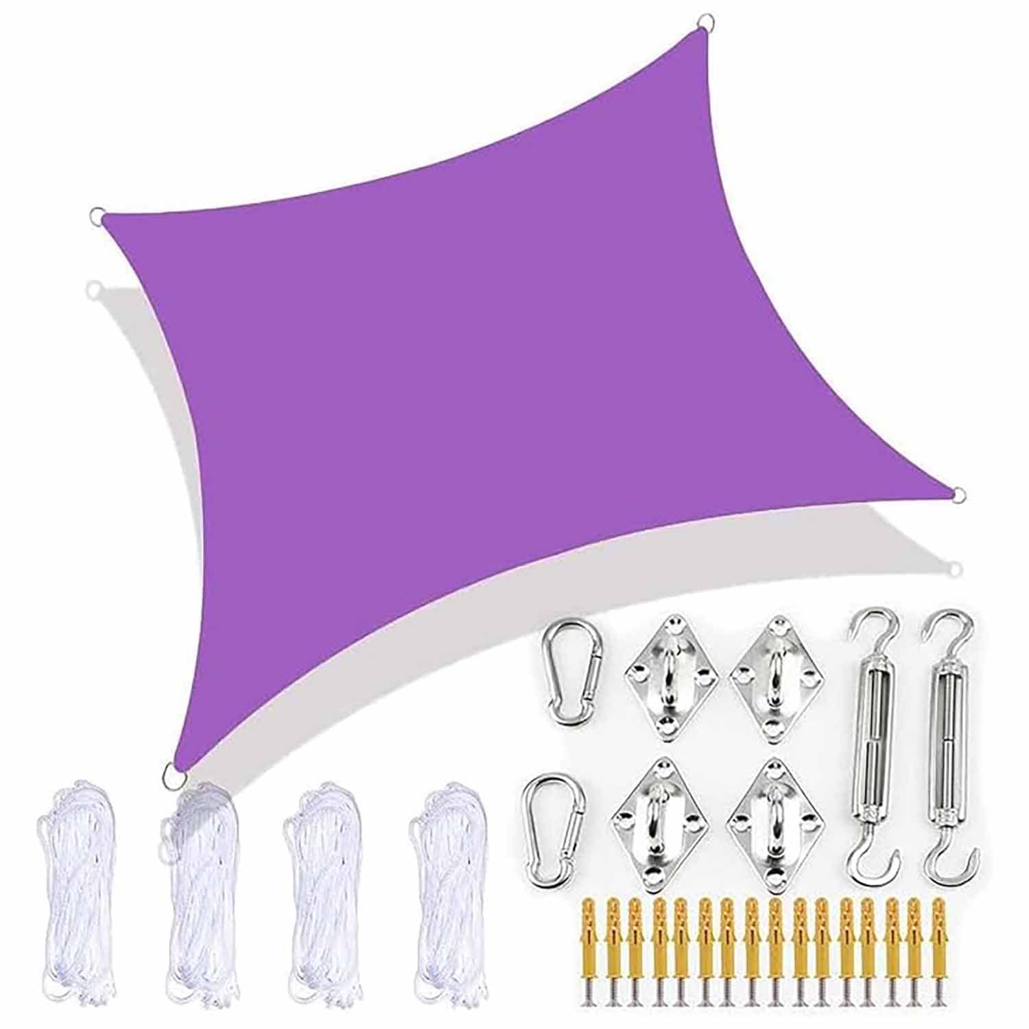 Ffsaacol Outdoor Shade Sail, Sun Shade Sails For Patio UV Blockage, Shade Sail Rectangle Waterproof with Fixing Kit, for Outdoor Patio Garden Pergola, Easy to Install B, 13x13ft/4x4m