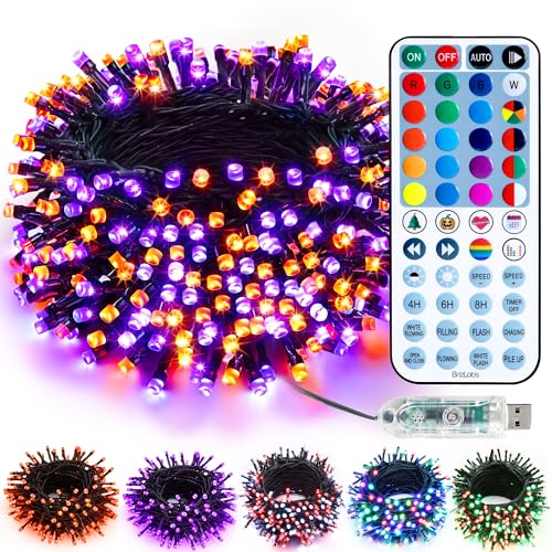 BrizLabs Orange & Purple USB Halloween Lights Color Changing 100 LED 33 ft