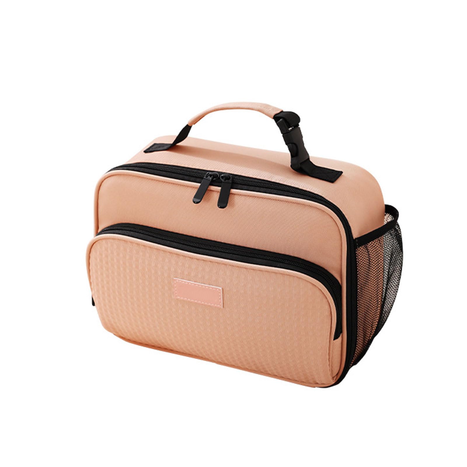 Insulated Lunch Bag Front Pocket Zipper Cooling Bag Food Storage Handbag for School Picnic Container