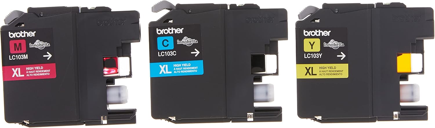 Brother Genuine High Yield Color Ink Cartridge, Replacement Color Ink, Includes 1 Cartridge Each of Cyan, Magenta & Yellow, Page Yield Upto 600 Pages/Cartridge, LC103 (Pack of 5, 15 Count Total)