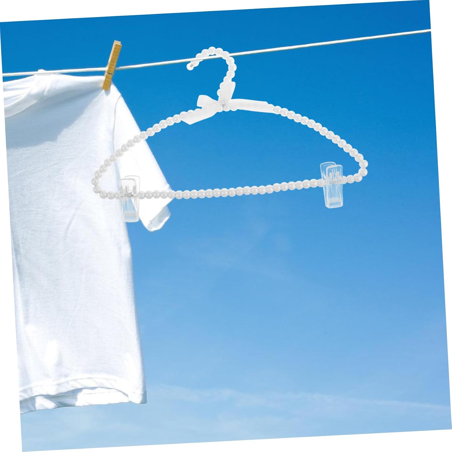 2pcs White Curved Plastic Wedding Dress Hangers Clips