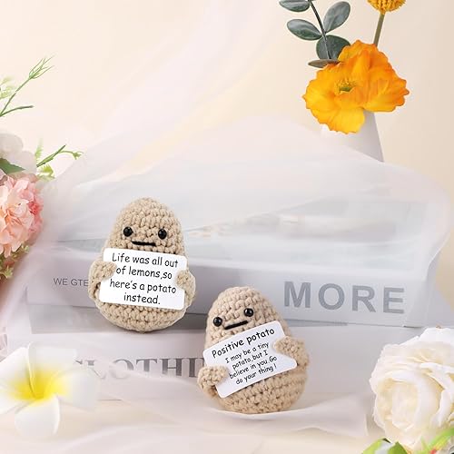 Miniatura 4 de 2 mini papas divertidas positivas, 3 pulgadas, interesante muñeca de patata de lana de punto, creativa, bonita, divertida, vida positiva para