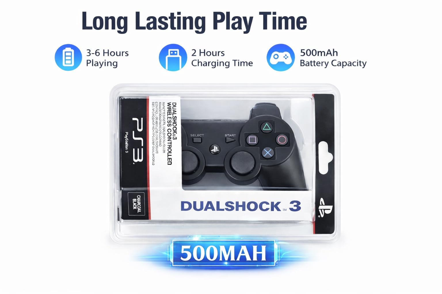 AGGTRONICS PS3 Dualshock Controller | Wireless Remote|Playstation 3|Compatible with PS-3 All Models (CHARGING CABLE NOT INCLUDED) Gaming Remote Control PS-3 DualShock