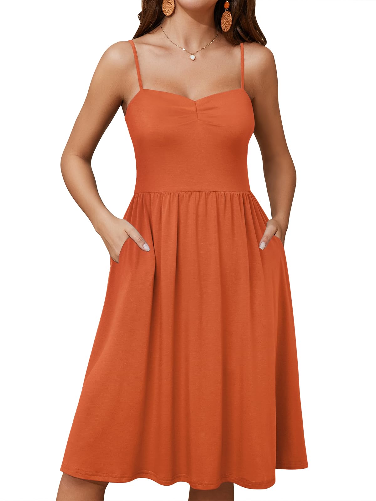 YATHON Summer Casual Dress for Women 2025 Vacation Beach Dresses Adjustable Spaghetti Strap Sundress with Pockets