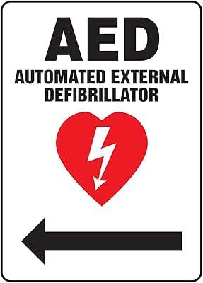 Accuform MFSD420VP Plastic Safety Sign, AED AUTOMATED External DEFIBRILLATOR (Arrow Left)