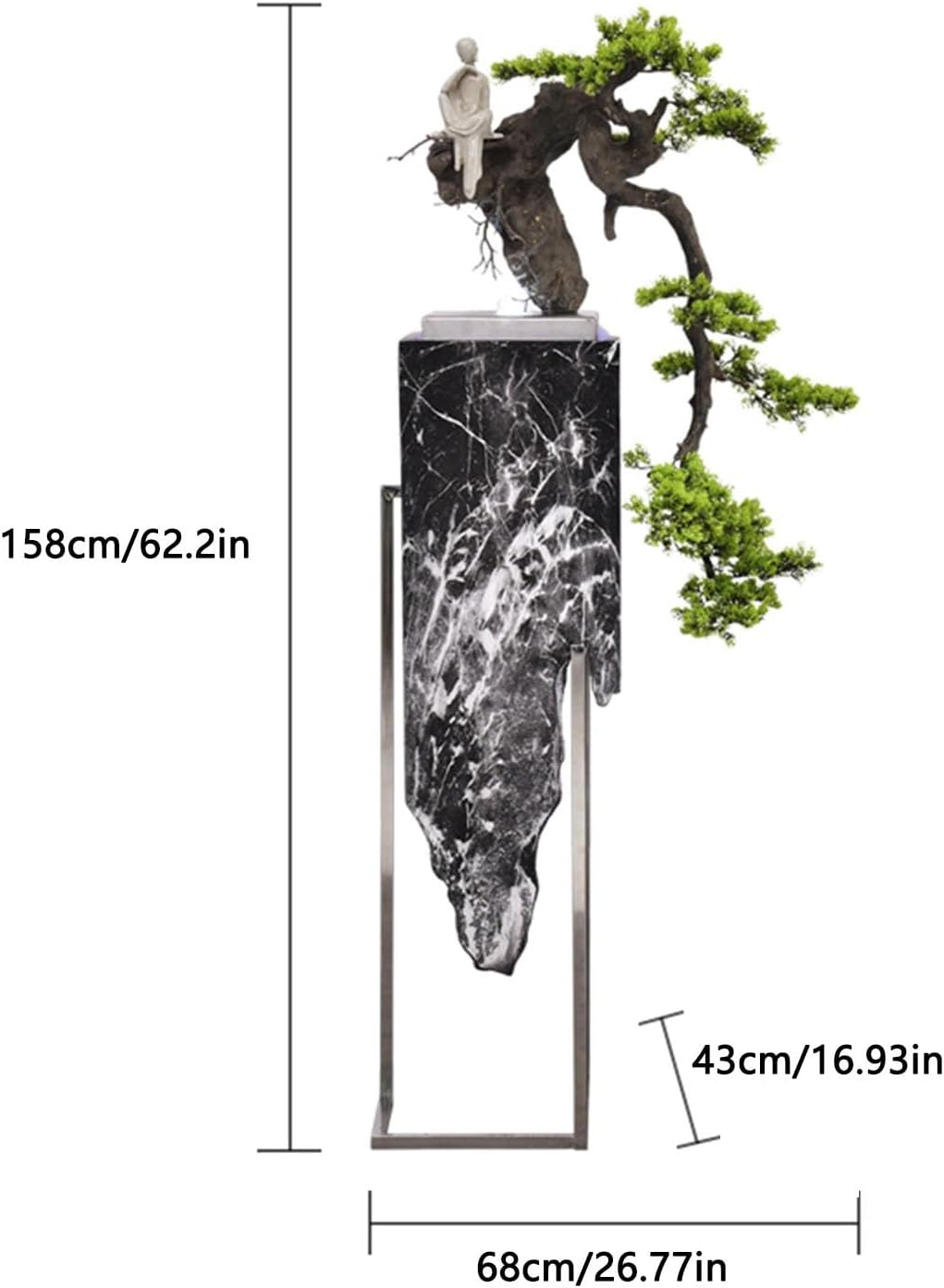 Outdoor Garden Water Fountain for Indoor and Outdoor Use - 62.2 Inches, Modern, Floor-Standing Interior Decoration for the Courtyard - Suitable for Deck, Patio, Porch, Living Room and