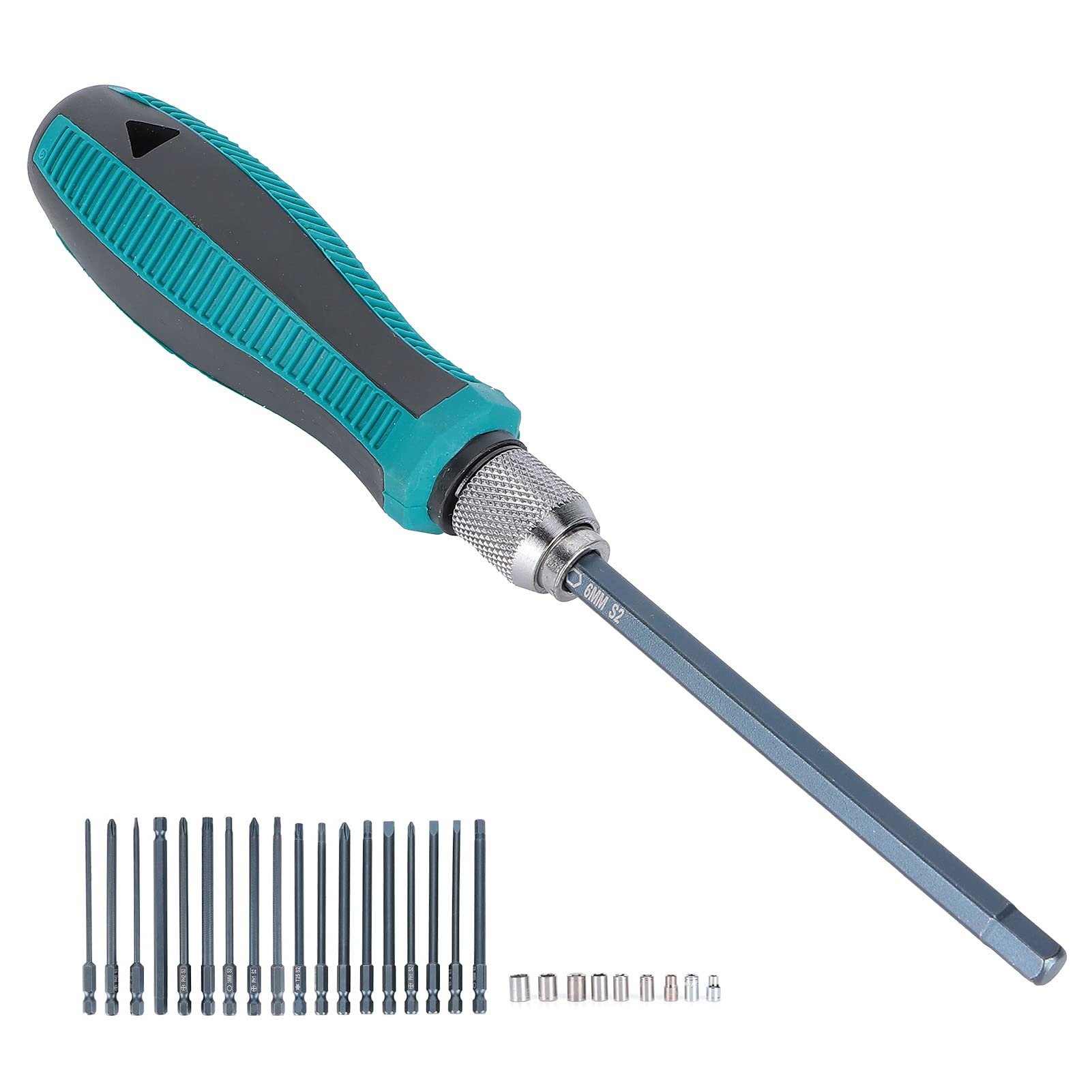 Juego Destornilladores Trinquete, 23 Puntas Destornillador Doble Extremo, Herramienta Reparación Apriete Manual Métrico con Caja Almacenamiento para Hogar, Automóvil