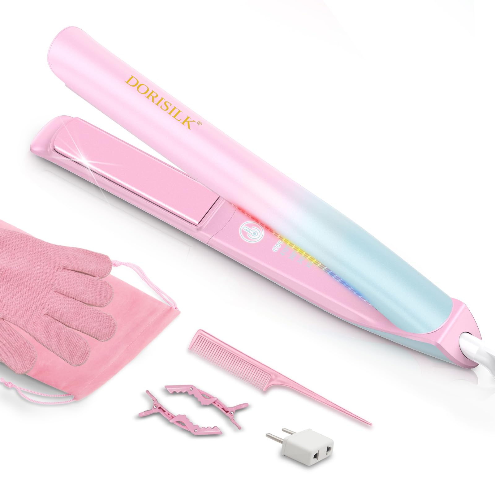 Amazon.com : DORISILK 470°F Hair Straightener Colorful Light, Dual