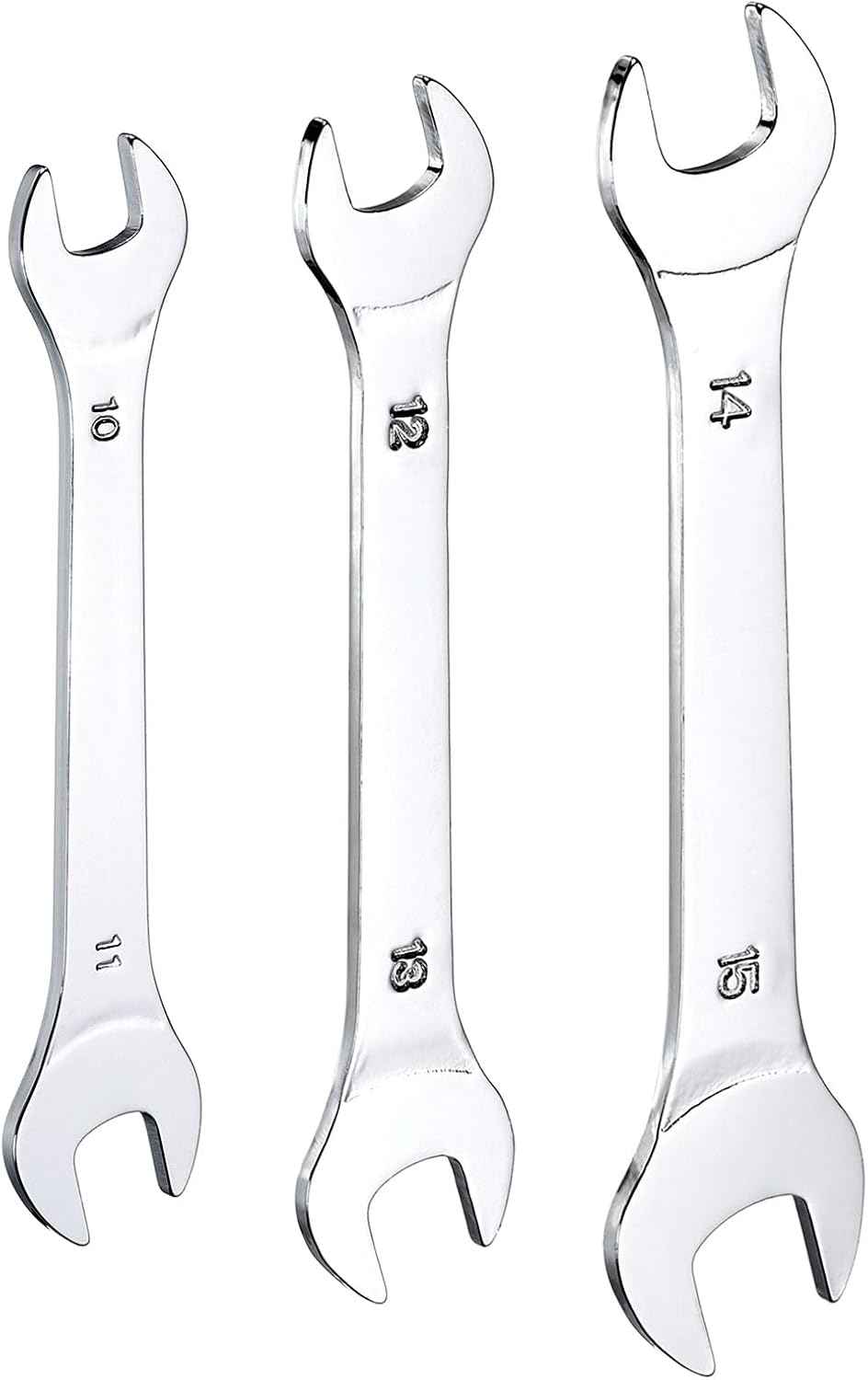 HARFINGTON 3pcs Double Open End Thin Wrench Set 10×11/12×13/14×15mm Metric Super Thin Small Flat Head Wrench Mirror Polished Open Ended Spanner for Automotive Repair Furniture Assembly