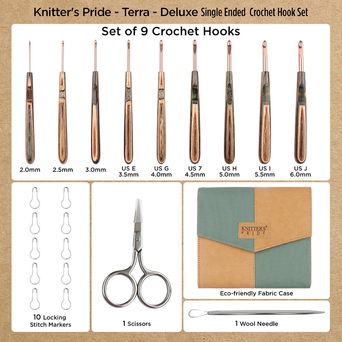 Amazon.com: Knitter's Pride Terra Deluxe Single-Ended Crochet Hook