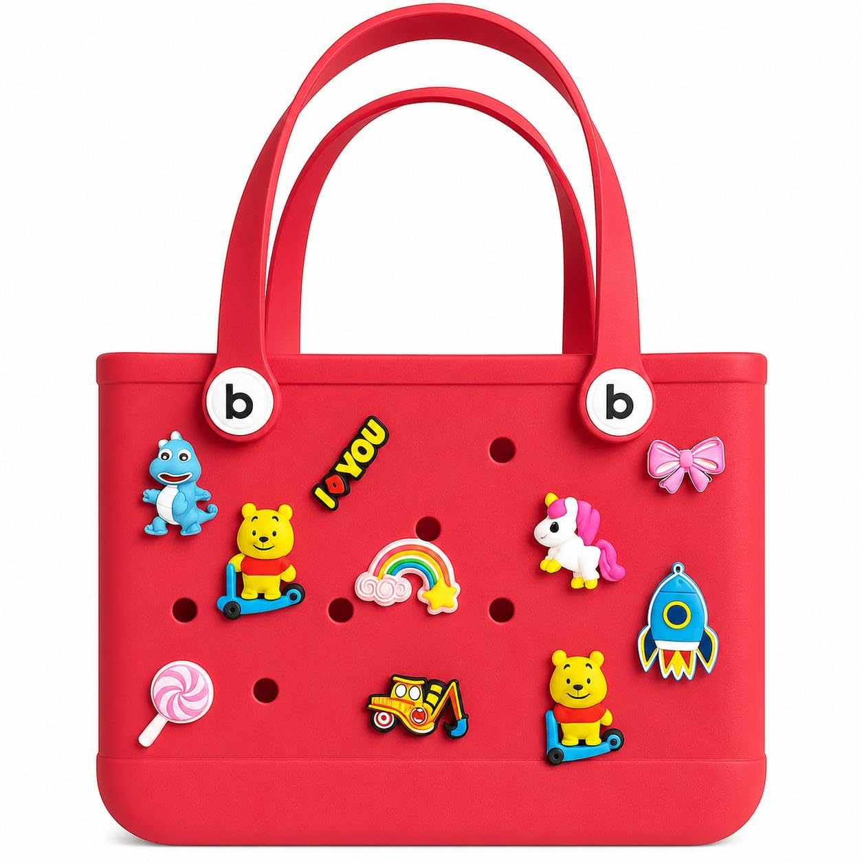 Bag Kids Beach Tote, Perforated Design with Charms Holes, Waterproof Washable Bag for Beach, Pool and Travel-image-27