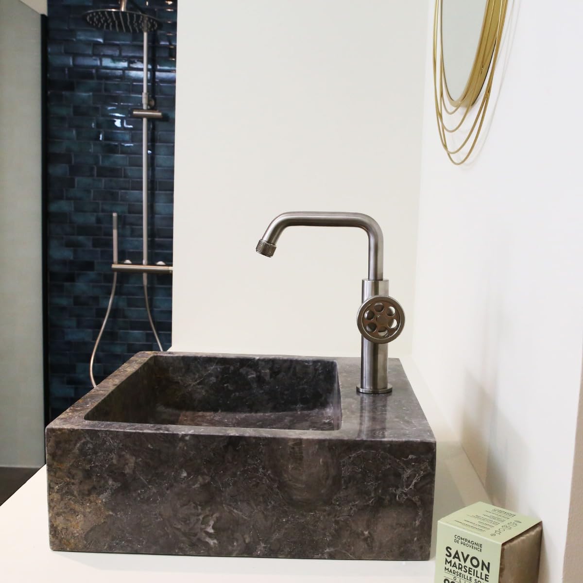 Essebagno Indus mitigeur lavabo bas façon inox