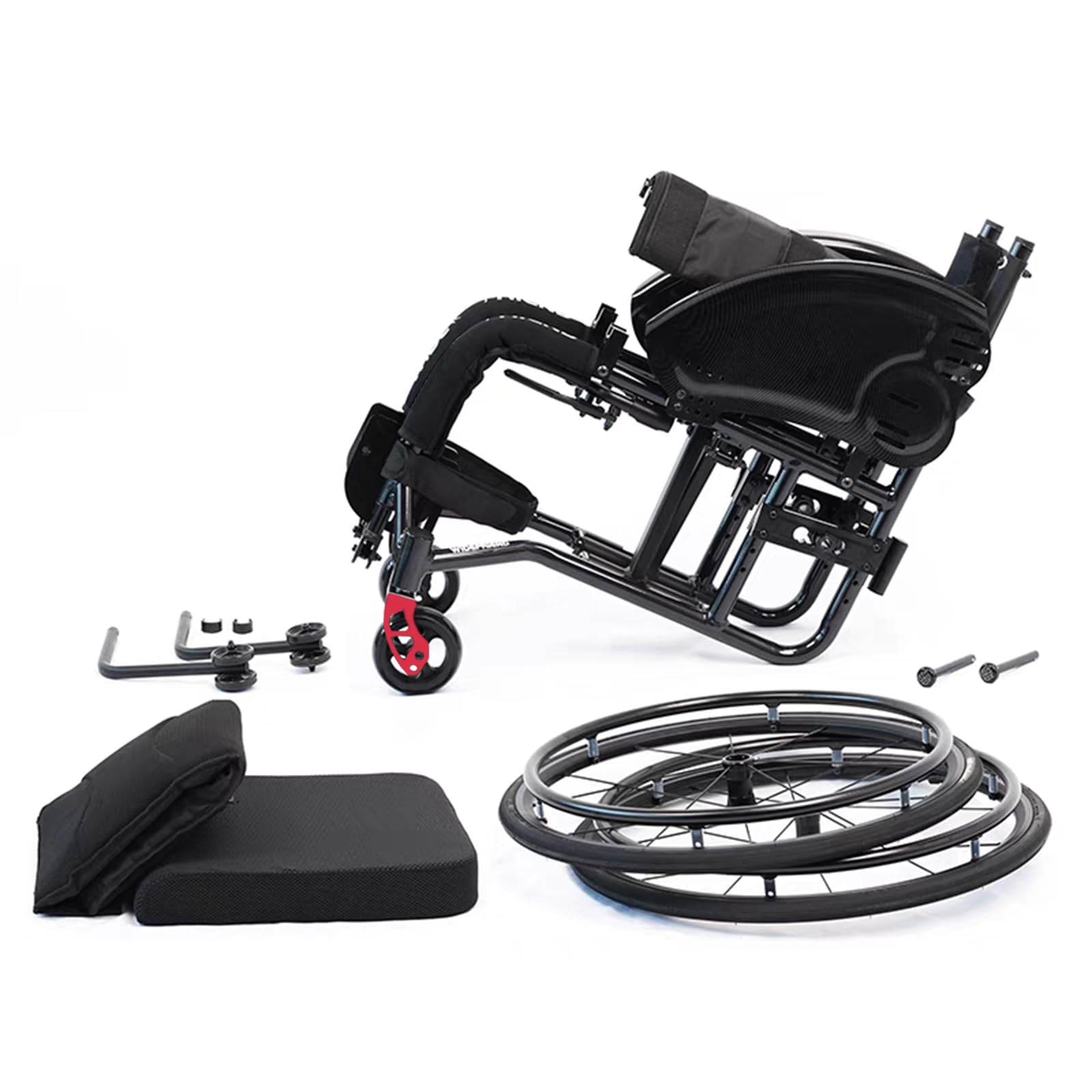 Sportowy Składany Wózek Inwalidzki, Lekki Wytrzymały Wózek Inwalidzki, Aluminiowy Wózek Inwalidzki, Składany Wózek Inwalidzki Dla Dorosłych W Każdym Terenie/Blue/Seat Width 40Cm
