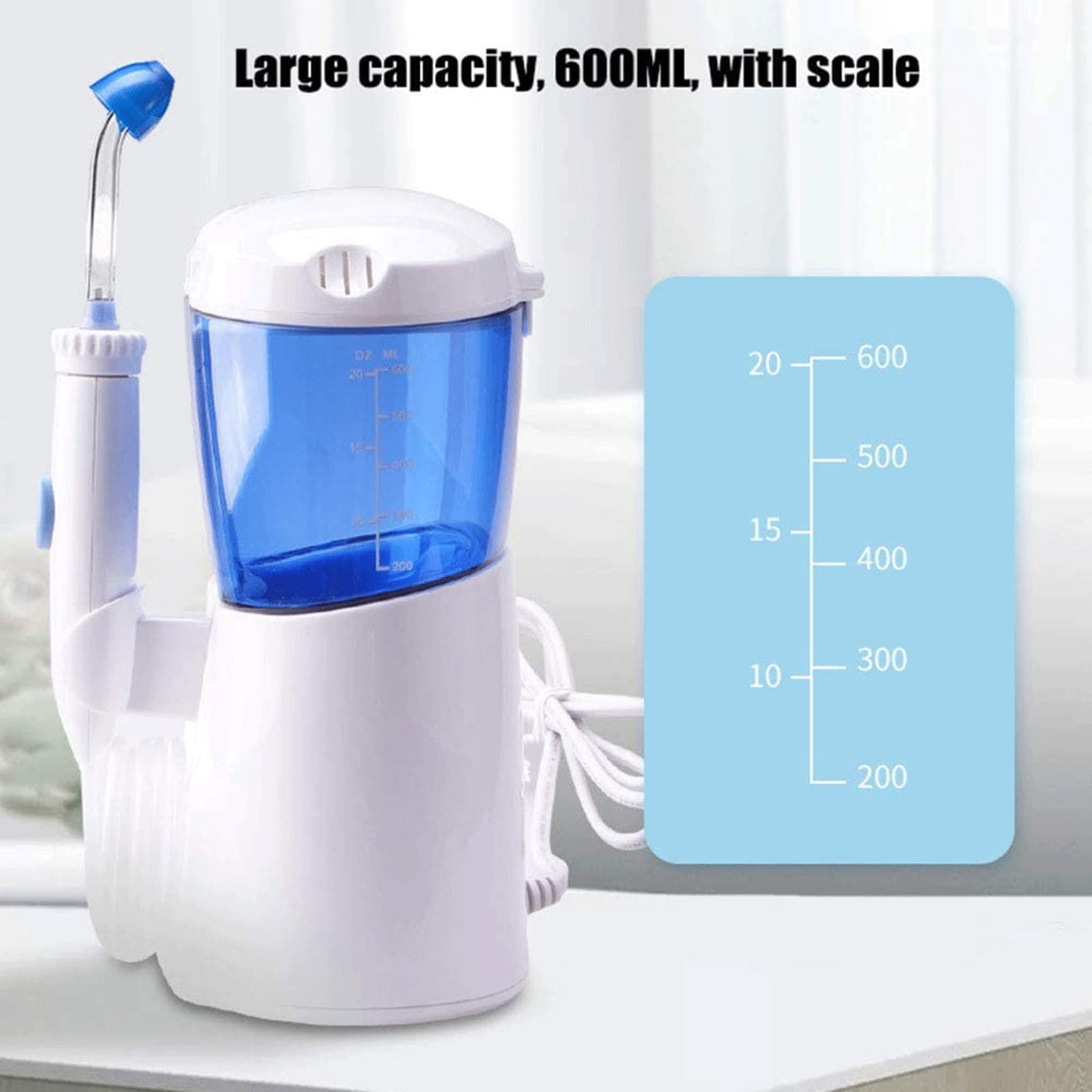 ETELIN Botella De Ducha Nasal Eléctrico, 600ML Electric Neti Pot Botella De Lavado Nasal Nasal De Lavado De Nariz Kit De Lavado Nasal con Cuatro Picos para Niños Adultos