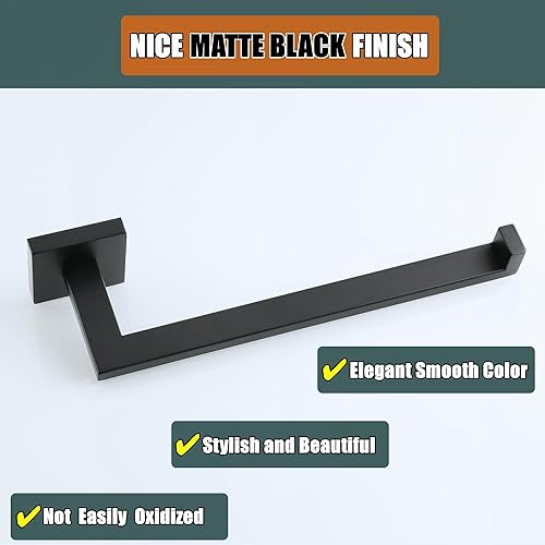 Miniatura 3 de Alise GYT7005-B - Toallero de mano para baño, toallero cuadrado, soporte de pared de acero inoxidable SUS304, color negro mate