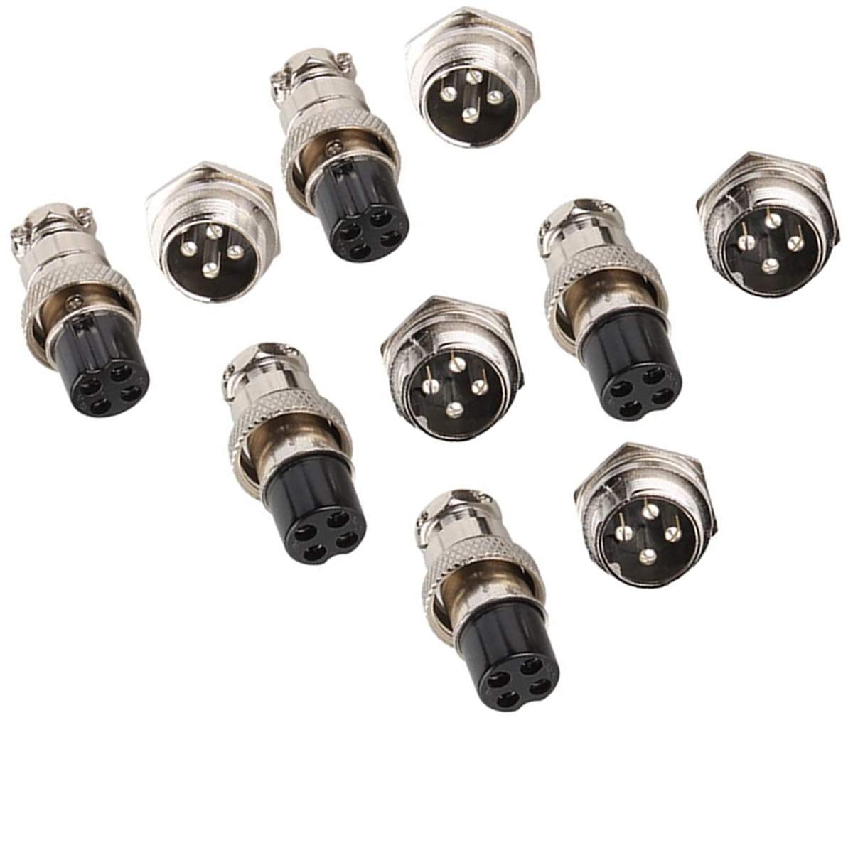 GX16 Steckverbinder 4-polig – Luftfahrtstecker Metallgehäuse, Buchse (weiblich), 16 Mm, 5 Stück