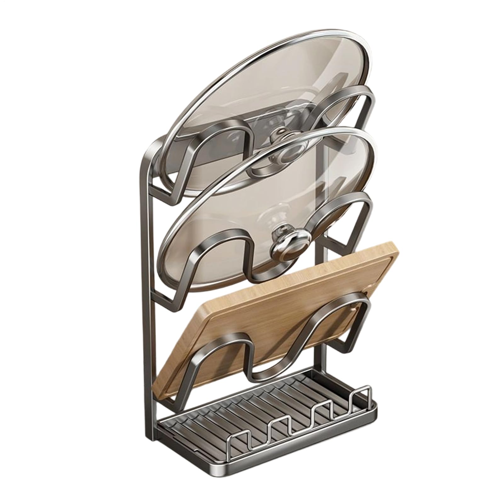 Organizzatore Coperchi Pentole 3 Metallico Antiruggine Multifunzionale | Supporto Coperchi Pentole Durante Cottura Per Dormitorio Camper Casa Ristorante Armadio Cucina