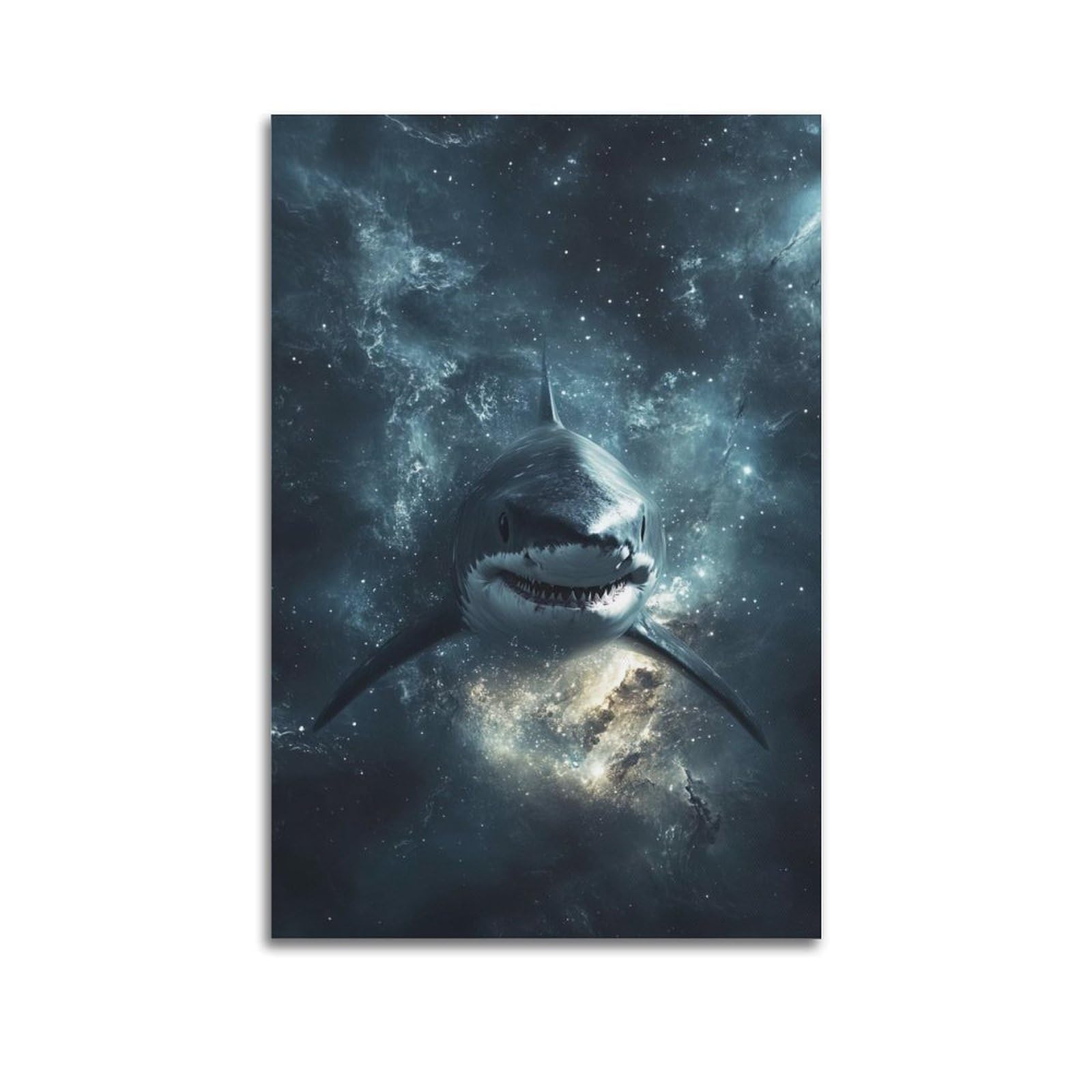 HUIYHB Animal Poster Sharks in The Stars Poster Decorative Painting Canvas Wall Posters And Art Picture Print Modern Family Bedroom Decor Posters 24x36inch(60x90cm)