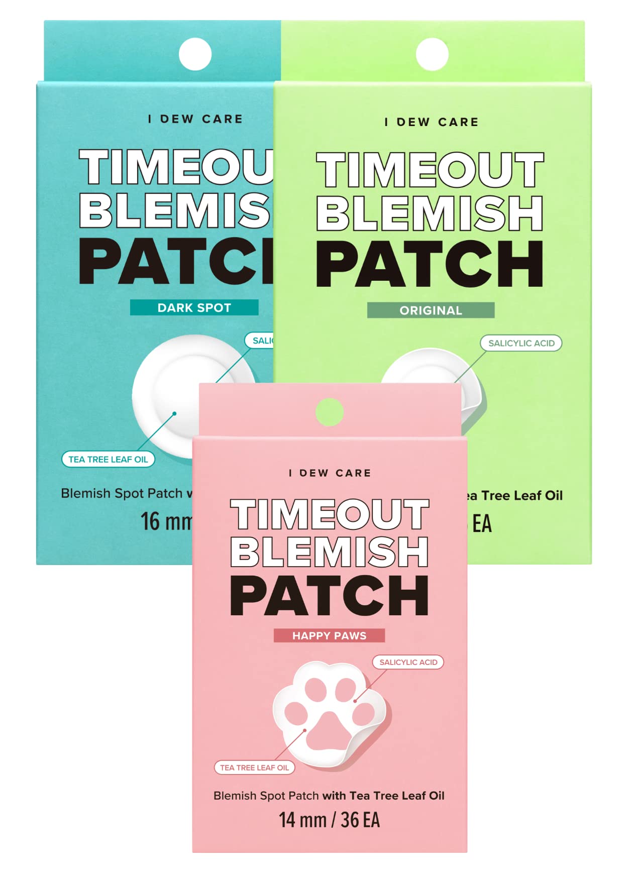 I DEW CARE Hydrocolloid Acne Pimple Patch - Timeout Blemish Original Timeout Blemish Happy Paws Timeout Blemish Dark