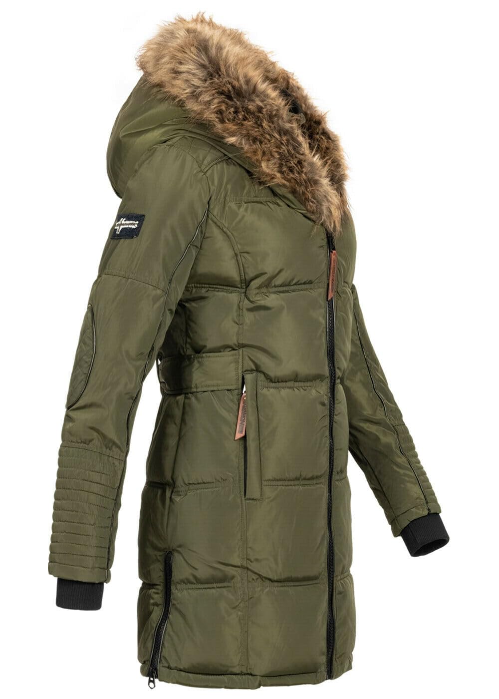 Geographical Norway Belissima - Parka invernale da donna, con cappuccio in pelliccia, XL