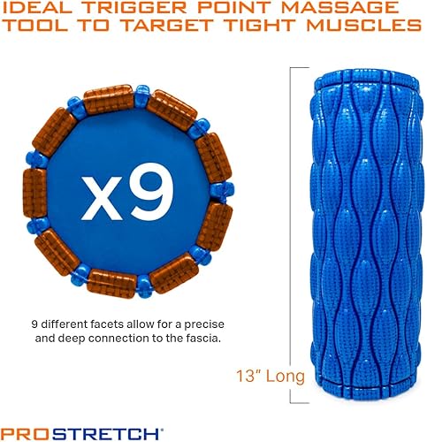 Miniatura 2 de ProStretch Rodillo de espuma texturizado Nonagon para masaje muscular de tejido profundo y liberación miofascial del punto de activación