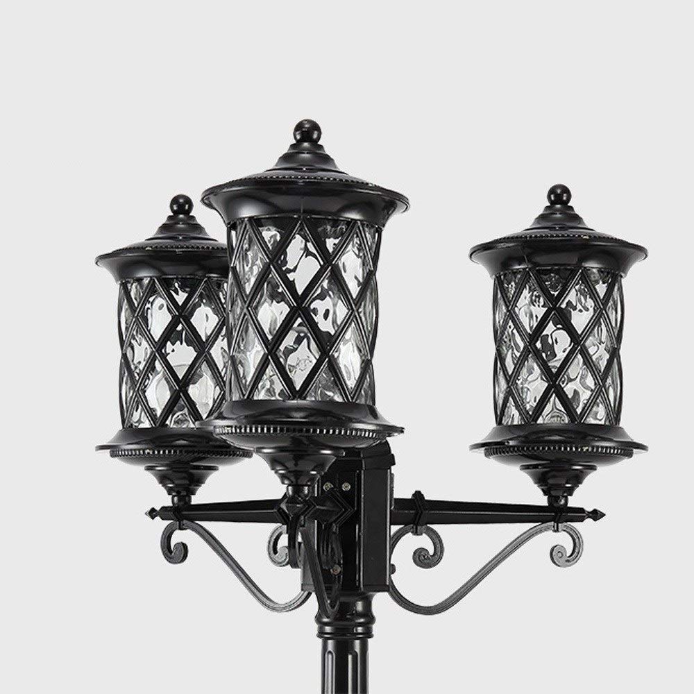 European Antique Garden Lamp - High Pole Street Lantern with E27 Socket for Backyard and Residential Road Lighting (Black Height 2.1m)