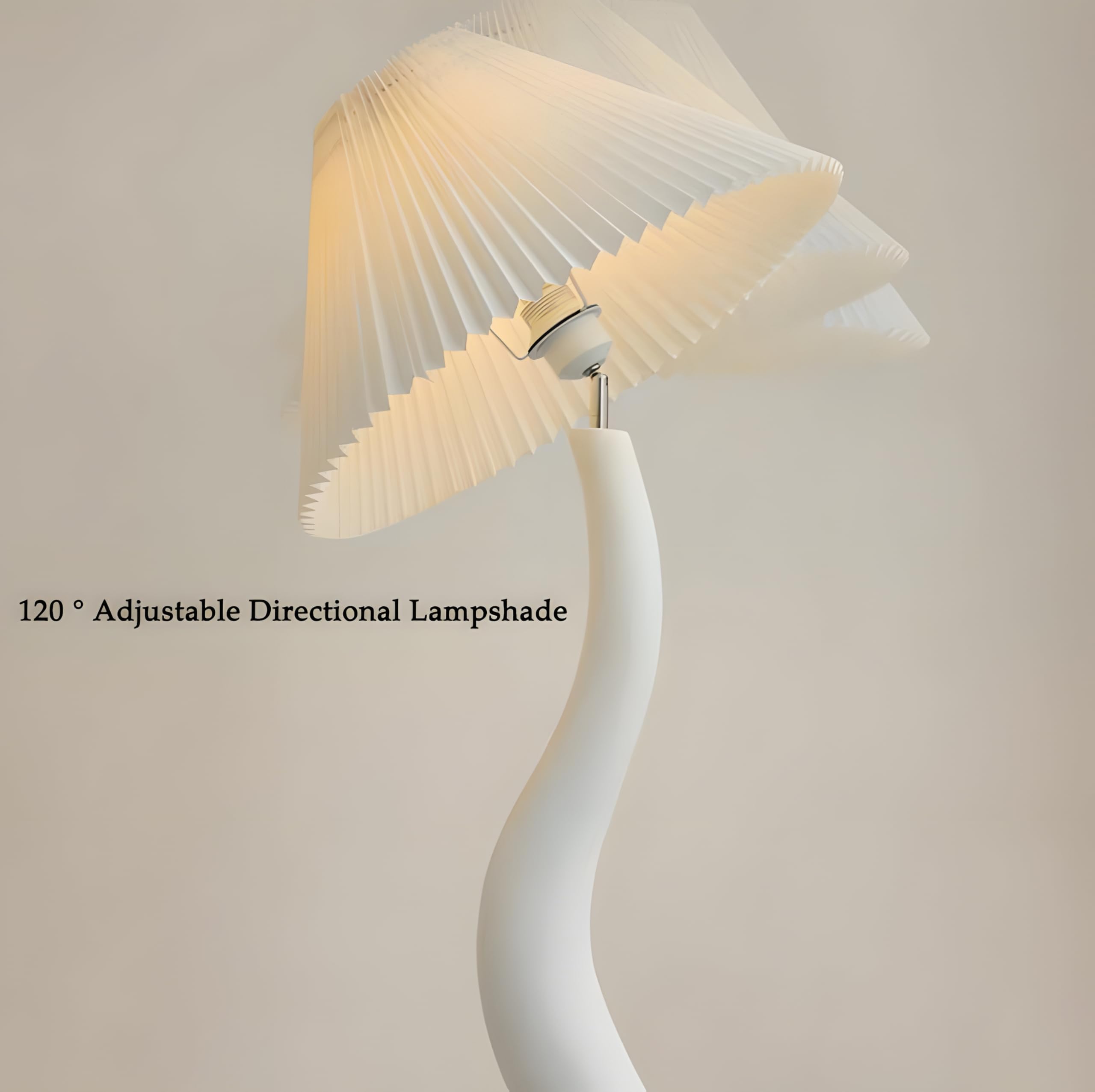 Lampada da Terra Moderna in Stile Art Déco Bianca per Soggiorno, 64,96 Pollici, lampade da Terra Alte con Interruttore a Pedale e Paralume Plissettato, Luce LED in Resina Bianca PE