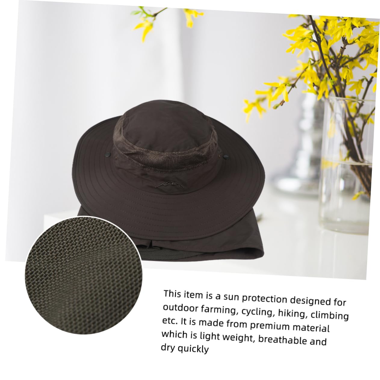 Yardwe Cappello da Pesca Fishermans Hat Leggero Anti-UV Verde