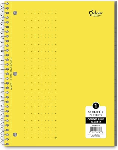 Miniatura 5 de iScholar Cuaderno de alambre de 1 materia, 70 hojas, con rayas universitarias, 10.5 x 8 pulgadas, el color de la cubierta puede variar (78102)