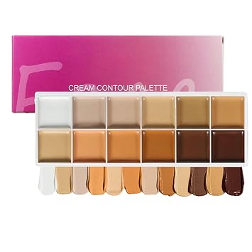 Concealer Palette - 12 Color Cream Contour Palette, Multi Shade Makeup Concealer for Women, Mature Skin, Travel, and Bridal, High Pigment Cream for Coverage and Professional Finish