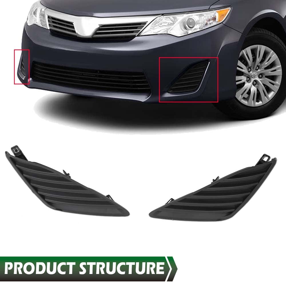 GRAND ORANGE Front Fog Light Cover Bezel Kit Compatible with Toyota Camry 2012-2014, 569213105 5212706260 5212806260 TO1038147 TO1039147, Left & Right Side