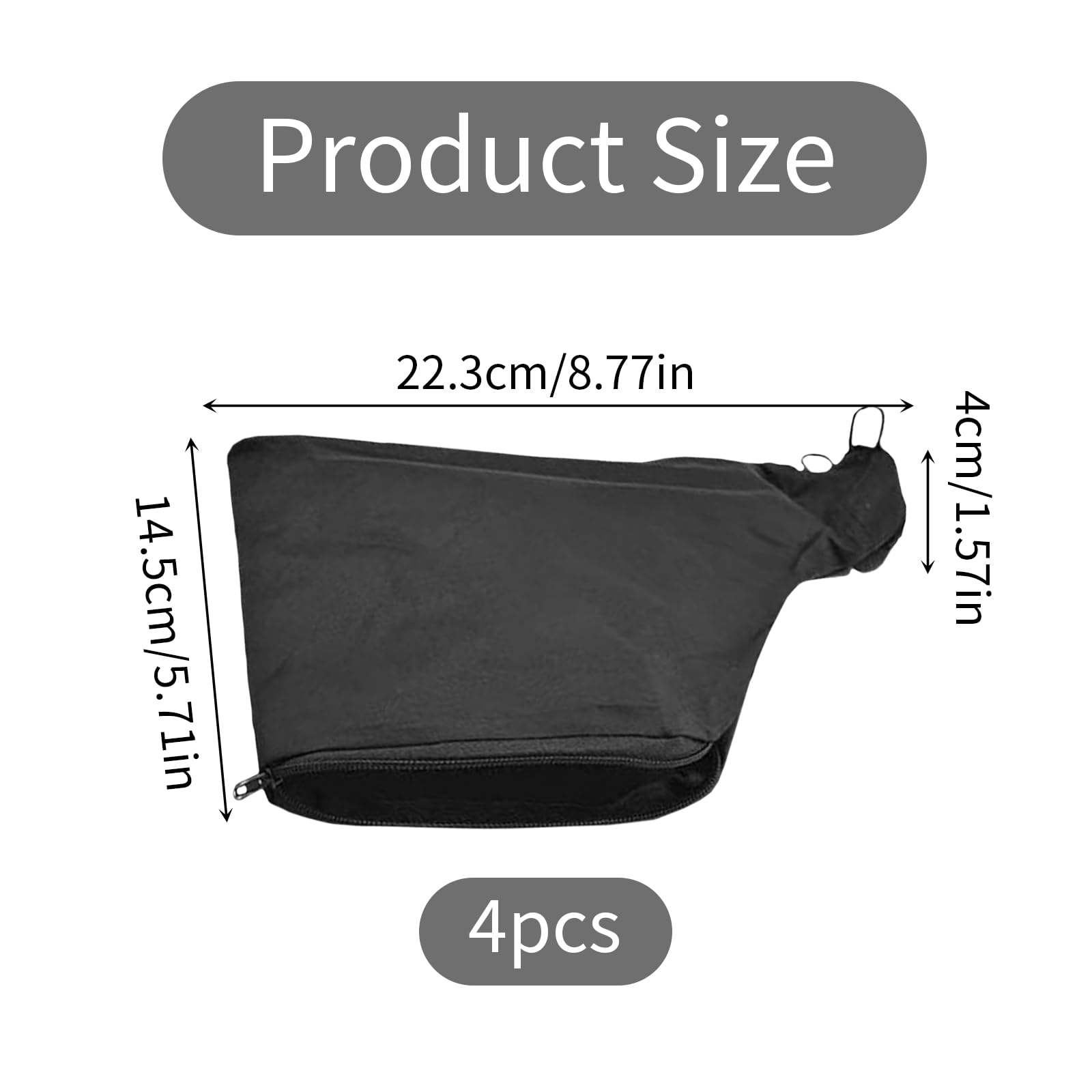 4 Pcs Dust Bag Set, Saw Dust Bag with Zipper & Wire Stand, Anti-Dust Cover Suitable for 255 Miter Accessories Replacement, Easy Disposal of Dust (Black) - Image 2