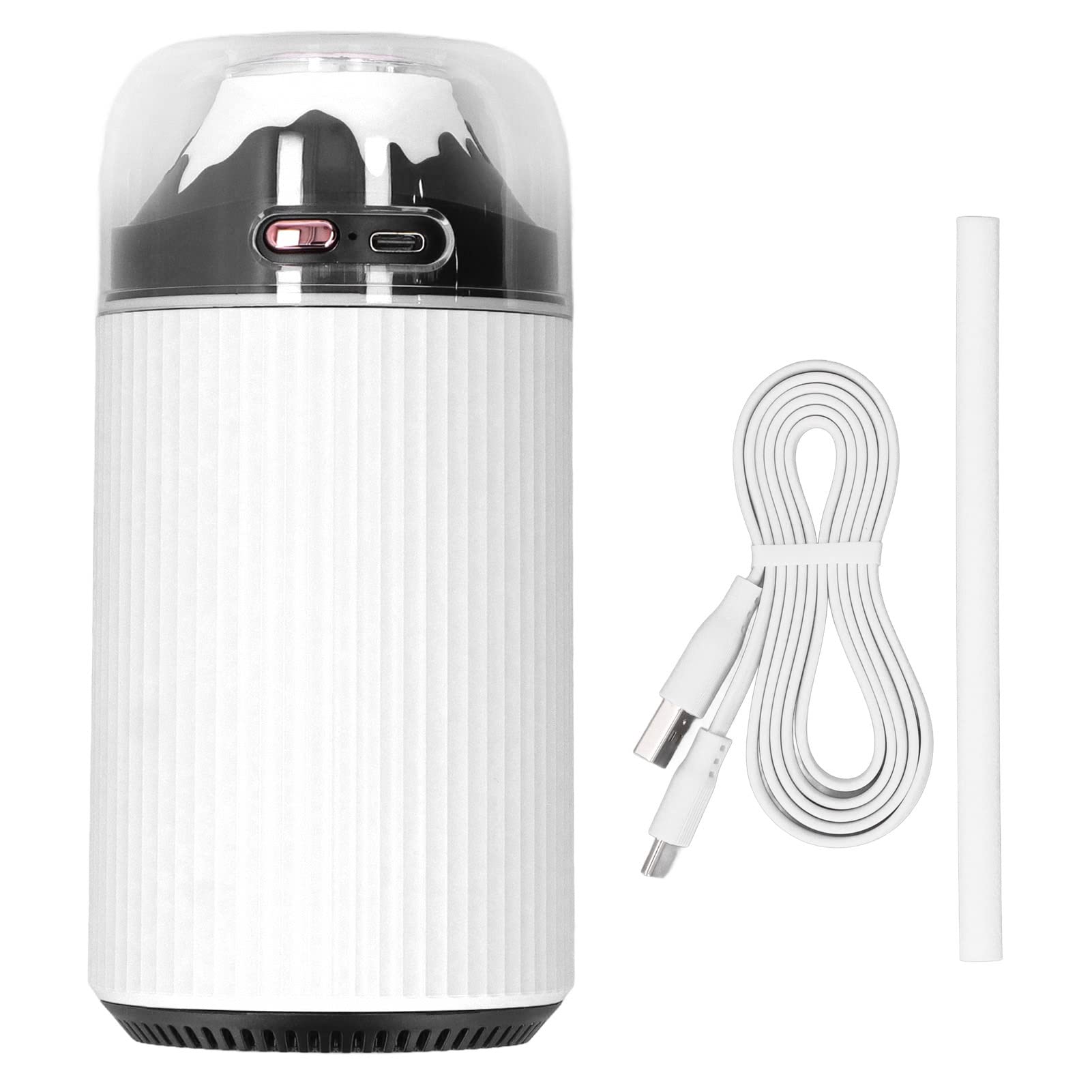 Piccolo umidificatore per luce notturna 300ml Nebulizzatore portatile 2 in 1 Mini umidificatore per auto USB con luce notturna per ufficio 5V (Bianca)