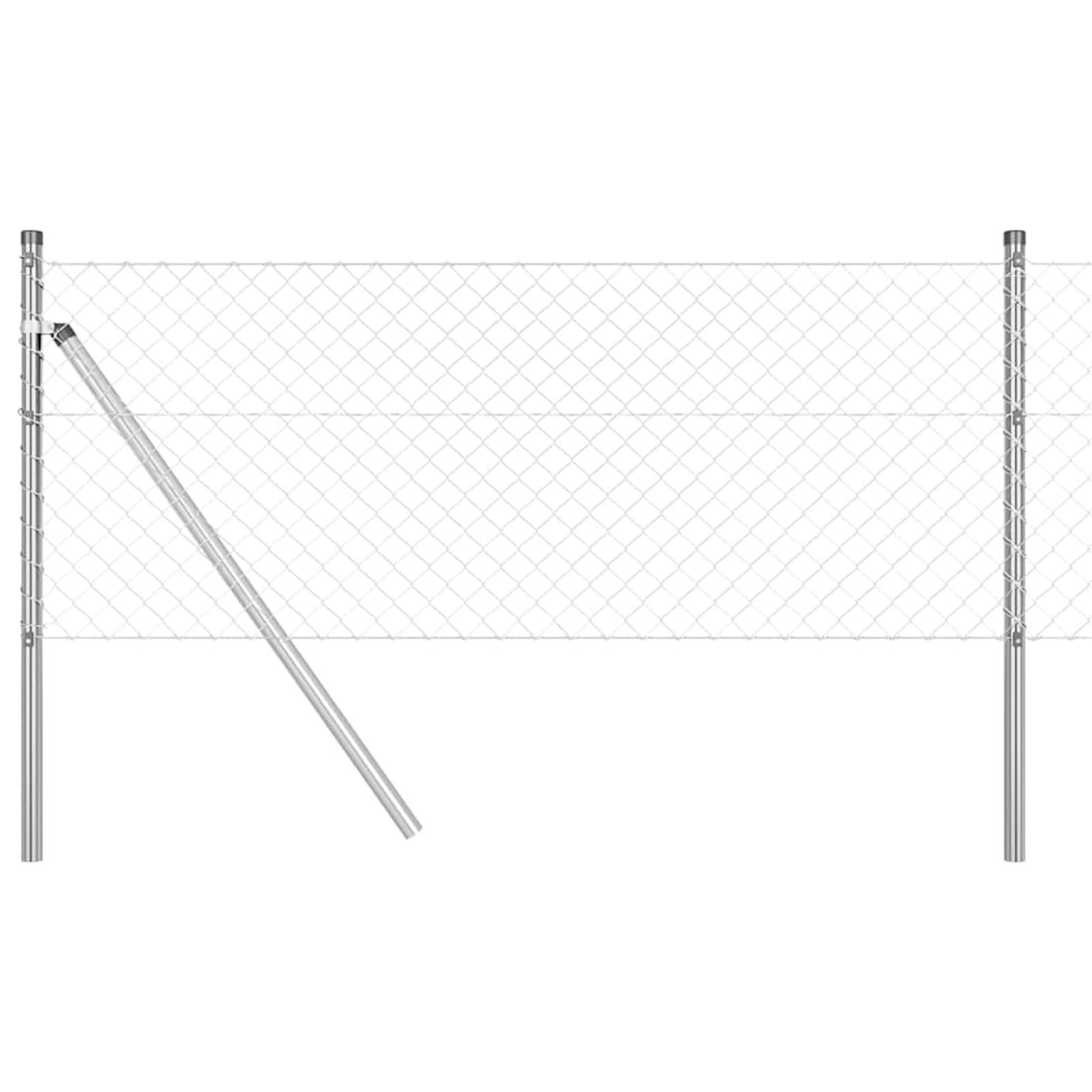 Słupki ogrodzeniowe, srebrne, 10 x 0,4 m (oczka 40 x 40 mm), stal – odporne na warunki atmosferyczne, malowane proszkowo, odporne na działanie promieni UV – do ogrodu, na taras i do zagłębienia