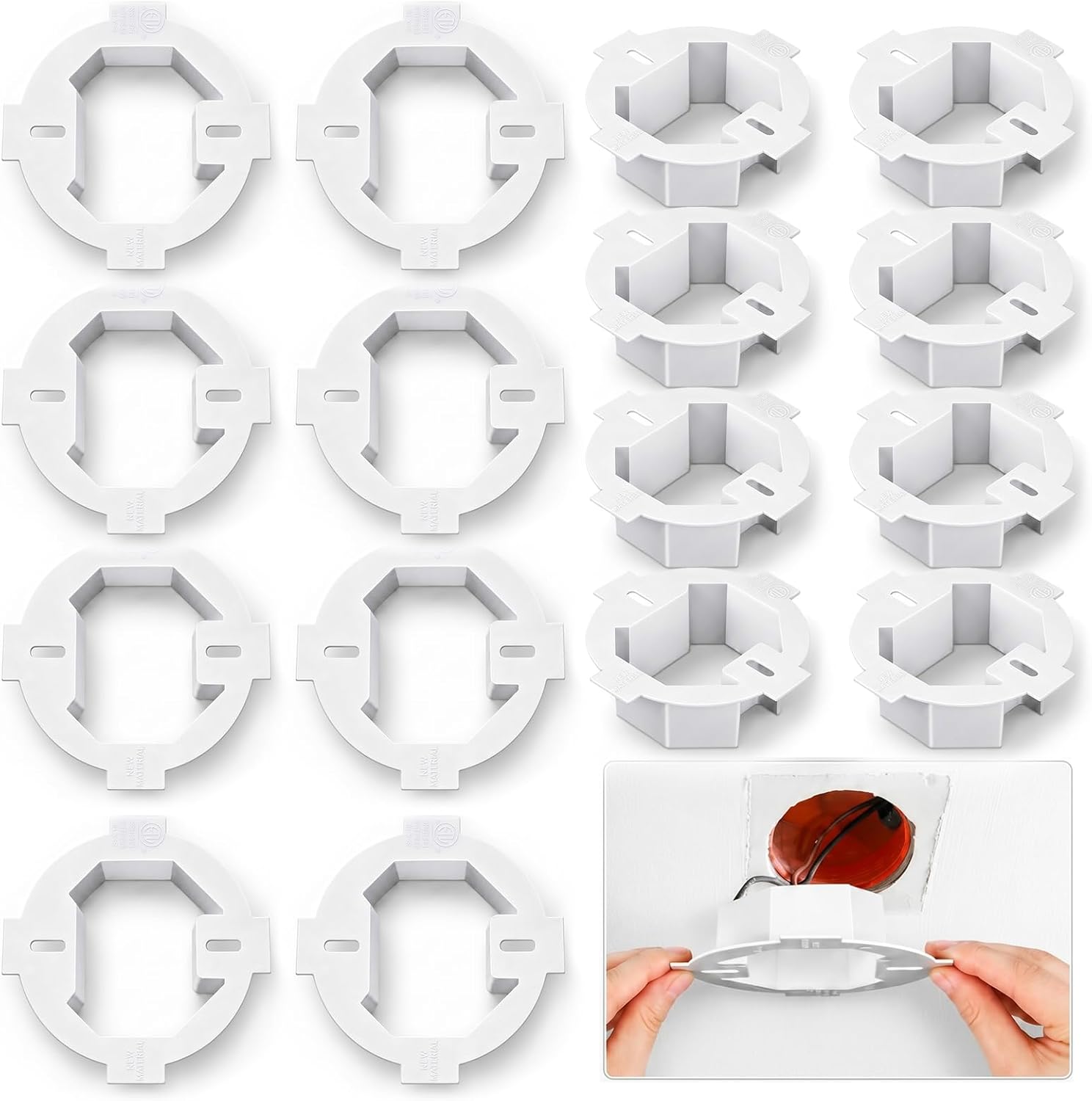 Copkim 16 Pcs Round Electrical Box Extender 4.35 x 1.5 Inches Ceiling Box Extender Etl Listed Plastic Boxes Extension for Outlets 3.5 Inch 4 Inch Round or Octagonal Electrical Boxes, White