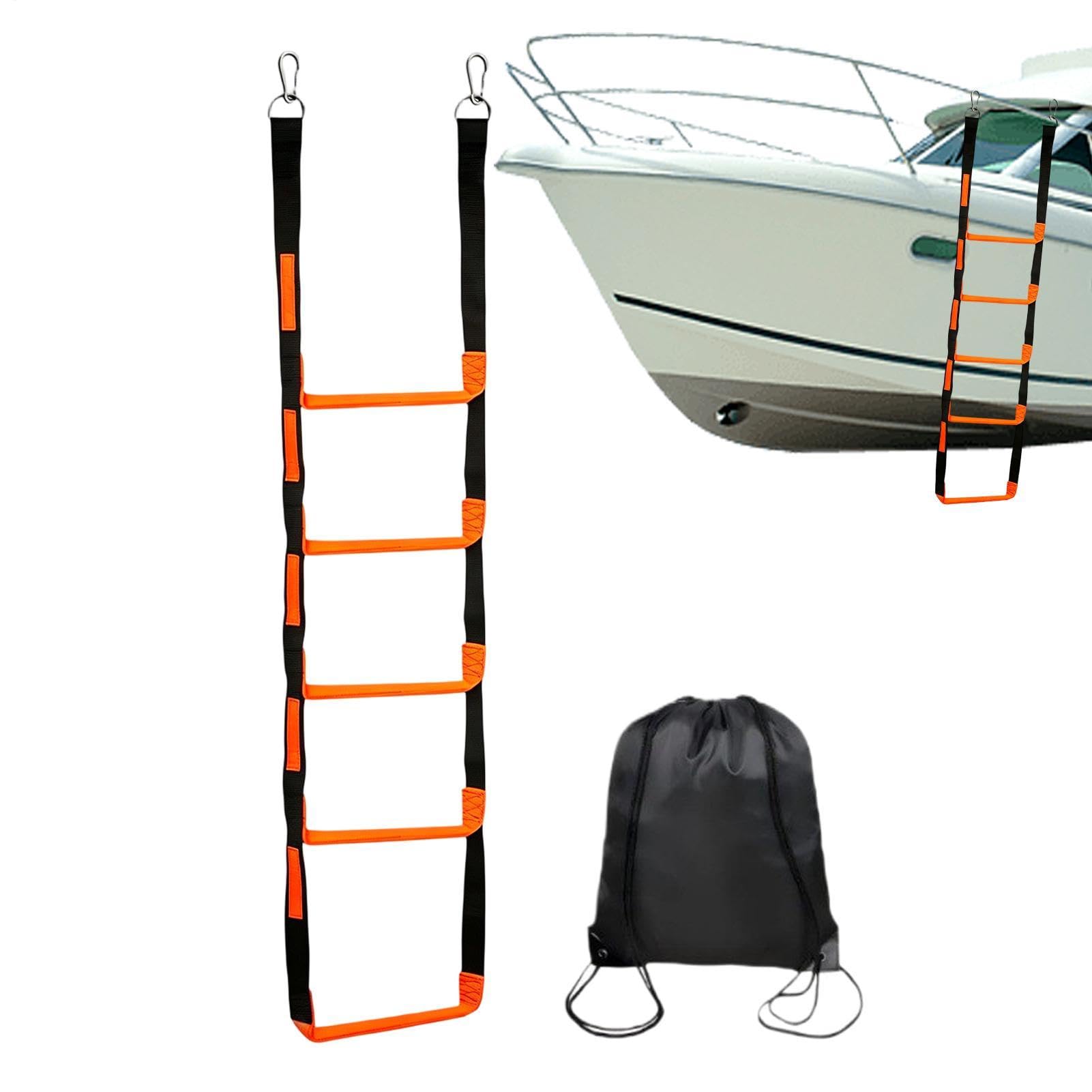 Scaletta pieghevole per barca a 5 gradini – in corda marina per kayak | Scaletta portatile per pontone, canoa e yacht; scaletta pieghevole di sicurezza per nuoto, snorkeling e snorkeling