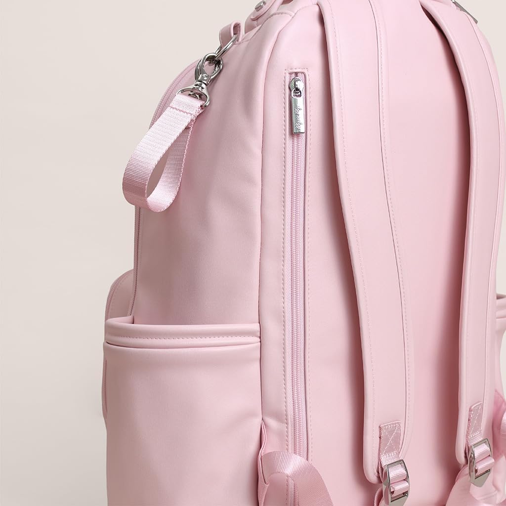 Itzy Ritzy Diaper Bag Backpack – Large Capacity Boss Plus Baby Backpack Diaper Bag Featuring 19 Pockets, Changing Pad, Stroller Clips, and Comfortable Straps (Pink Ribbons & Roses) Large Ribbons & Bows