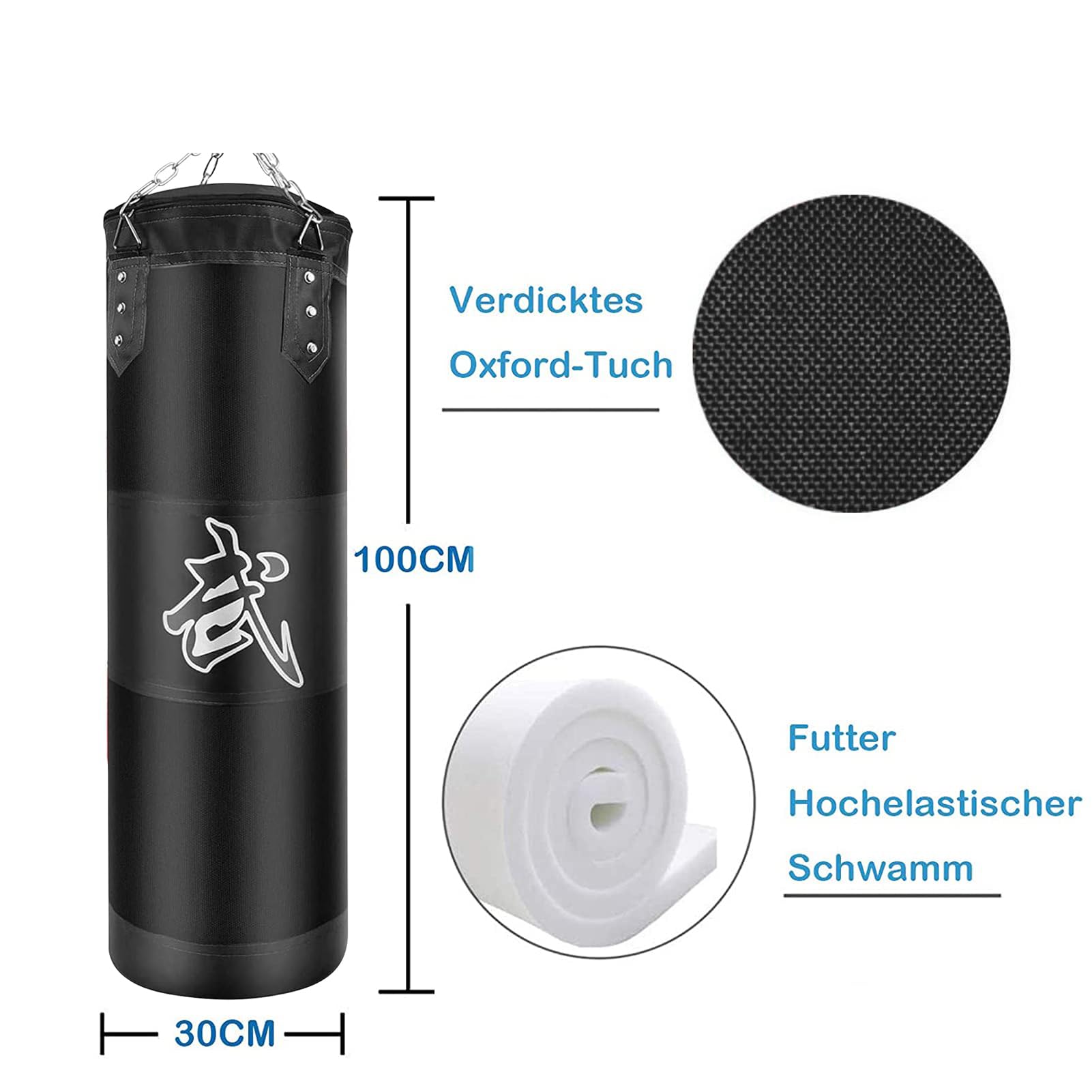 Sac de Frappe Boxe Suspension Kit - Adulte Lourd MMA Punching Muay Thai Arts Martiaux Kickboxing (Non Rempli) Boxe Chaine Punching Bag Sac de Frappe Durable