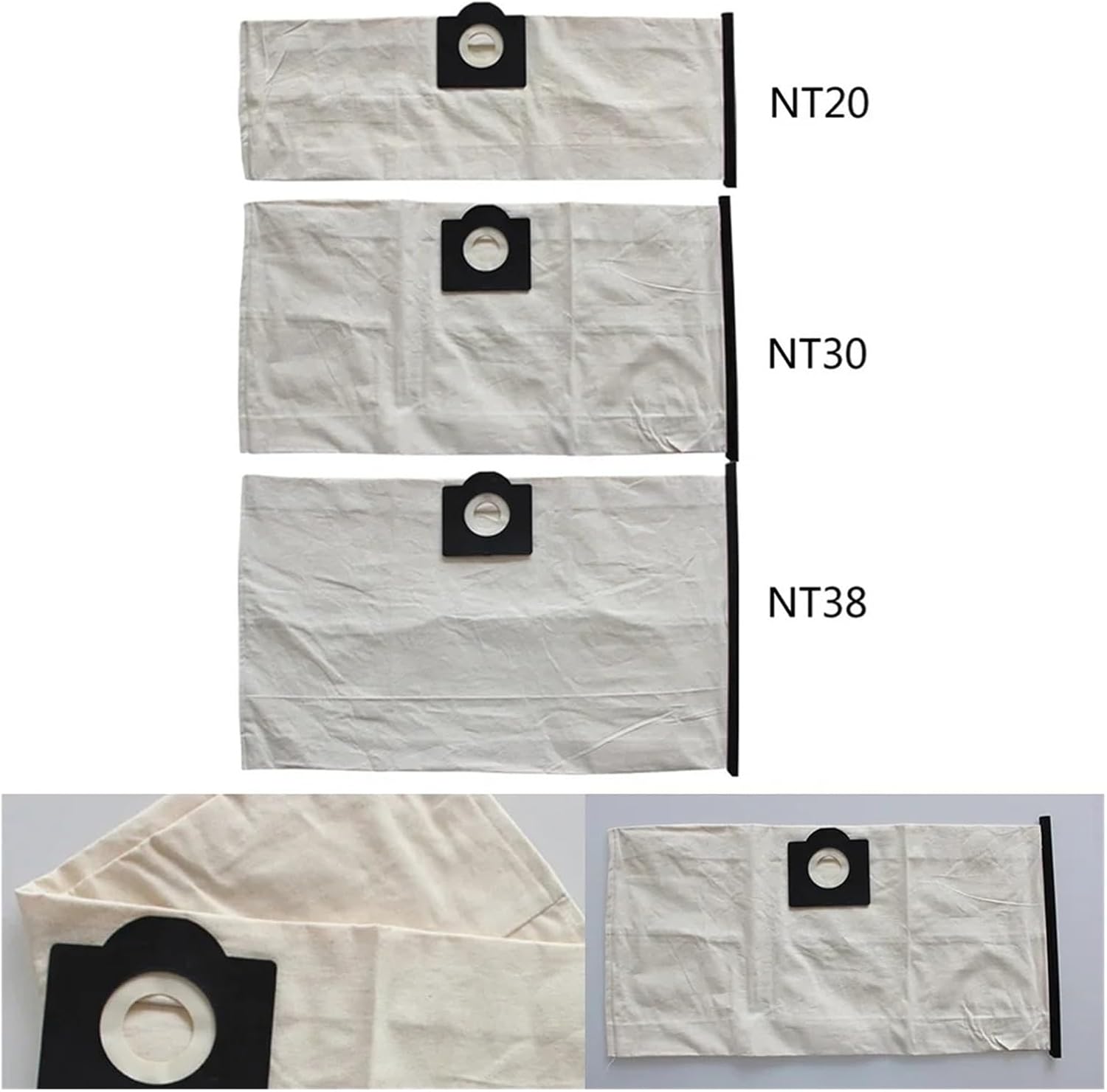 洗えるダストバッグ、Karcher NT20 NT30 NT38 NT481 NT652掃除機対応、1個パック(NT38)
