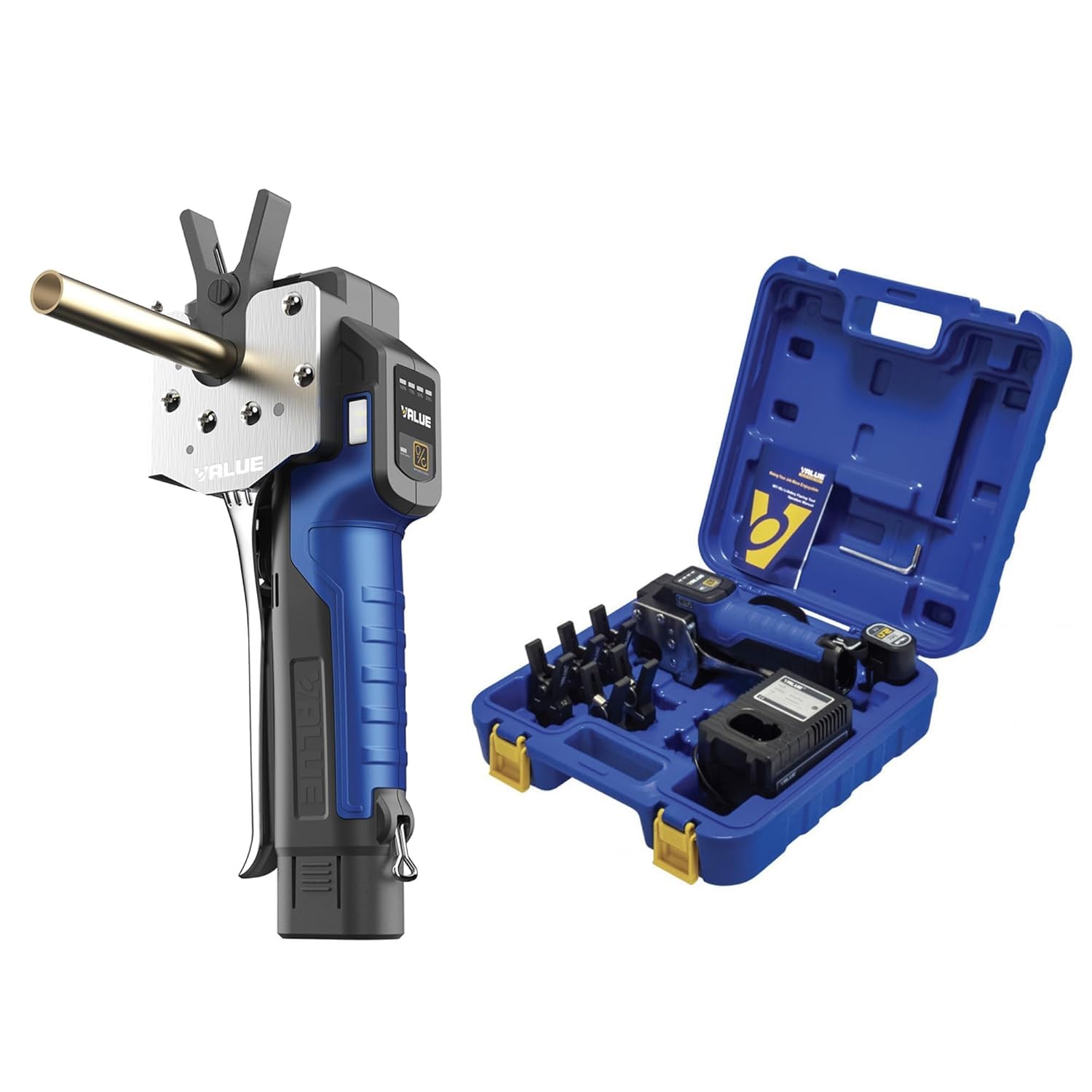 CARTELLATRICE ELETTRICA A BATTERIA C/INSERTI 1/4" 3/8" 1/2" 5/8" 3/4" PER TUBI CONDIZIONAMENTO