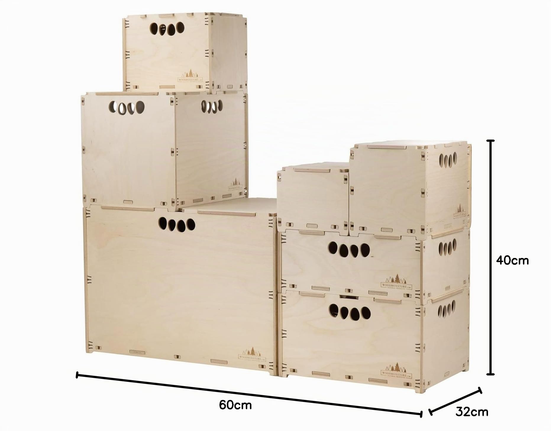 Hochbelastbar Werkzeugbox aus Holz Holzkiste Naturbelassen 60x40x32cm 63 Liter mit Deckel Aufbewahrungsbox