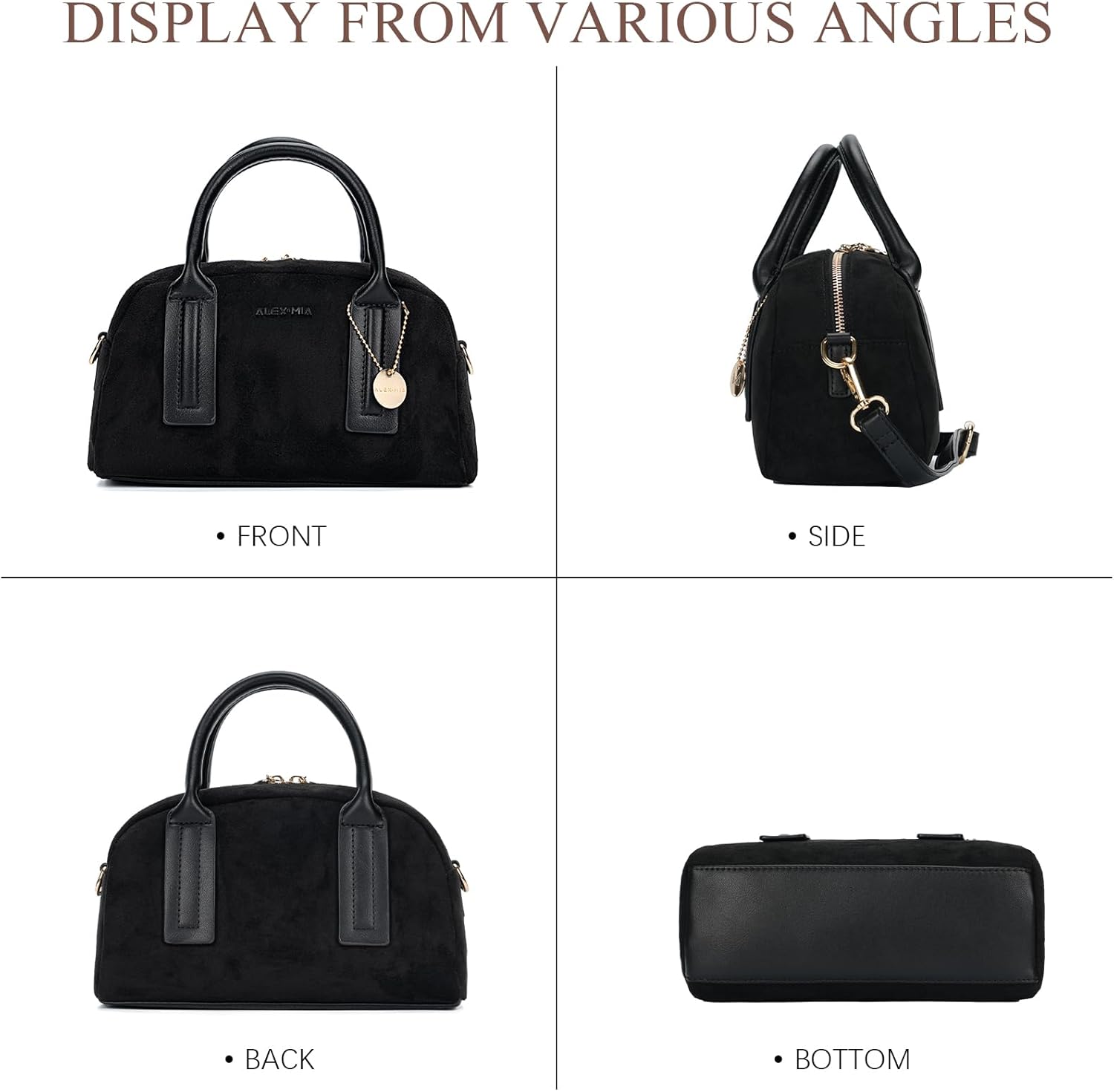 ALEX&MIA Women's Small Suede Crossbody Bags – Vintage Top Handle Handbags with Adjustable Strap, Everyday Versatile Purse - Image 5