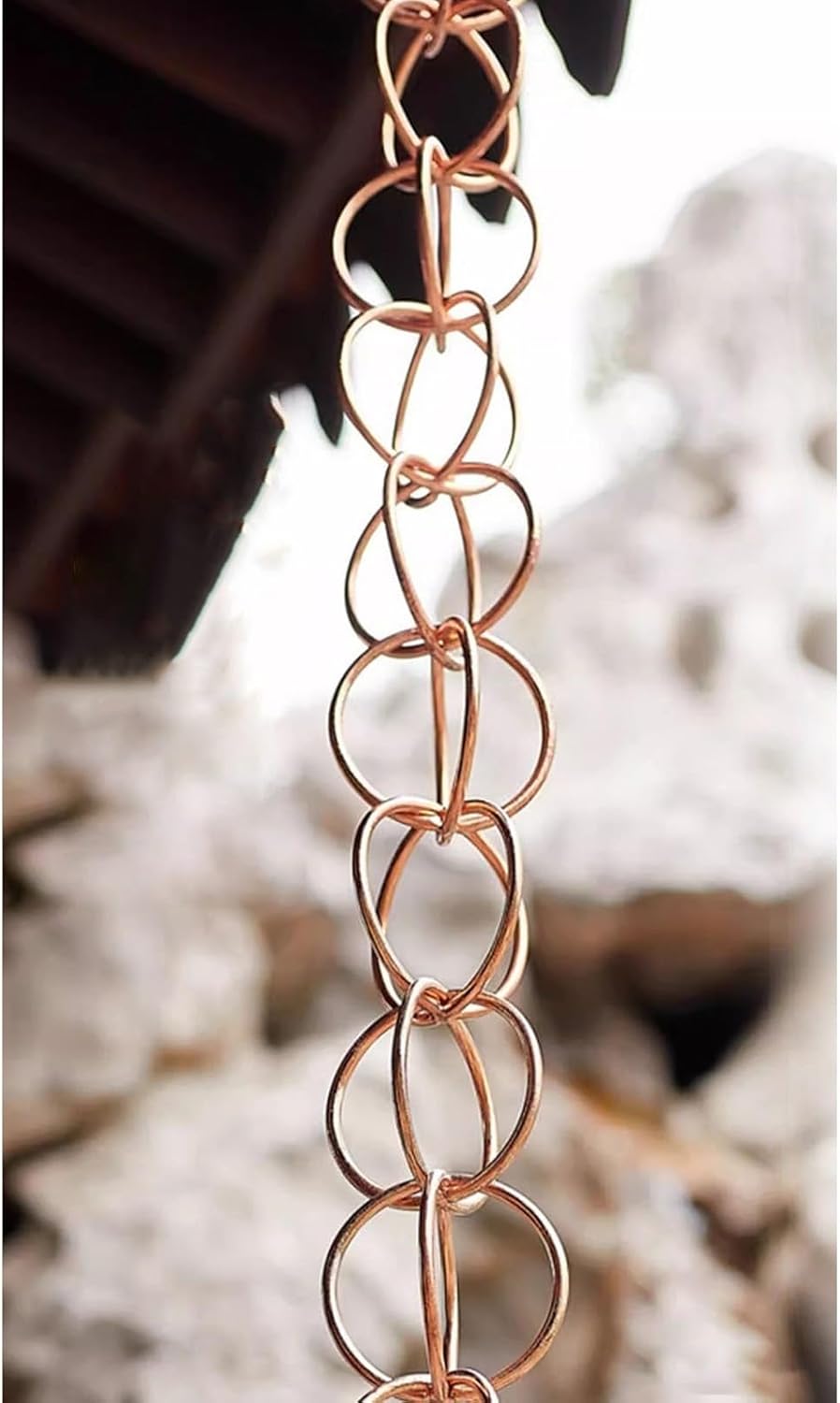 Decorative Copper Rain Gutter Chain Downspout Catcher, 6ft Outdoor Rain Chain for Porch, Patio, Deck & Garden, Stylish Water Diverter (1.8m/6ft)