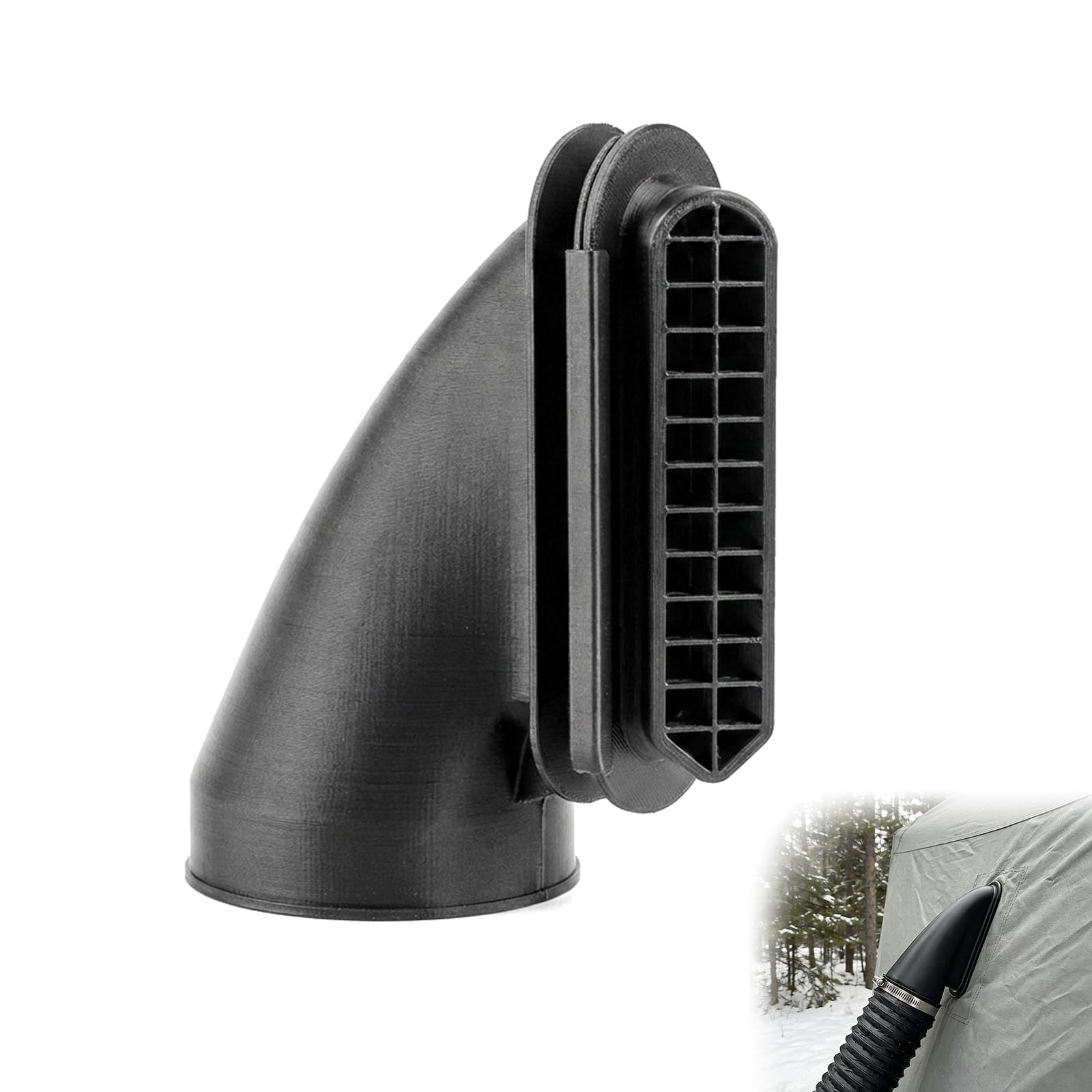 3-Inch Universal Diesel Heater Tent Adapter - Black Air Intake & Duct Nozzle for Camping, RV, Ice Fishing, Rooftop Tents | Easy Installation, Durable Design